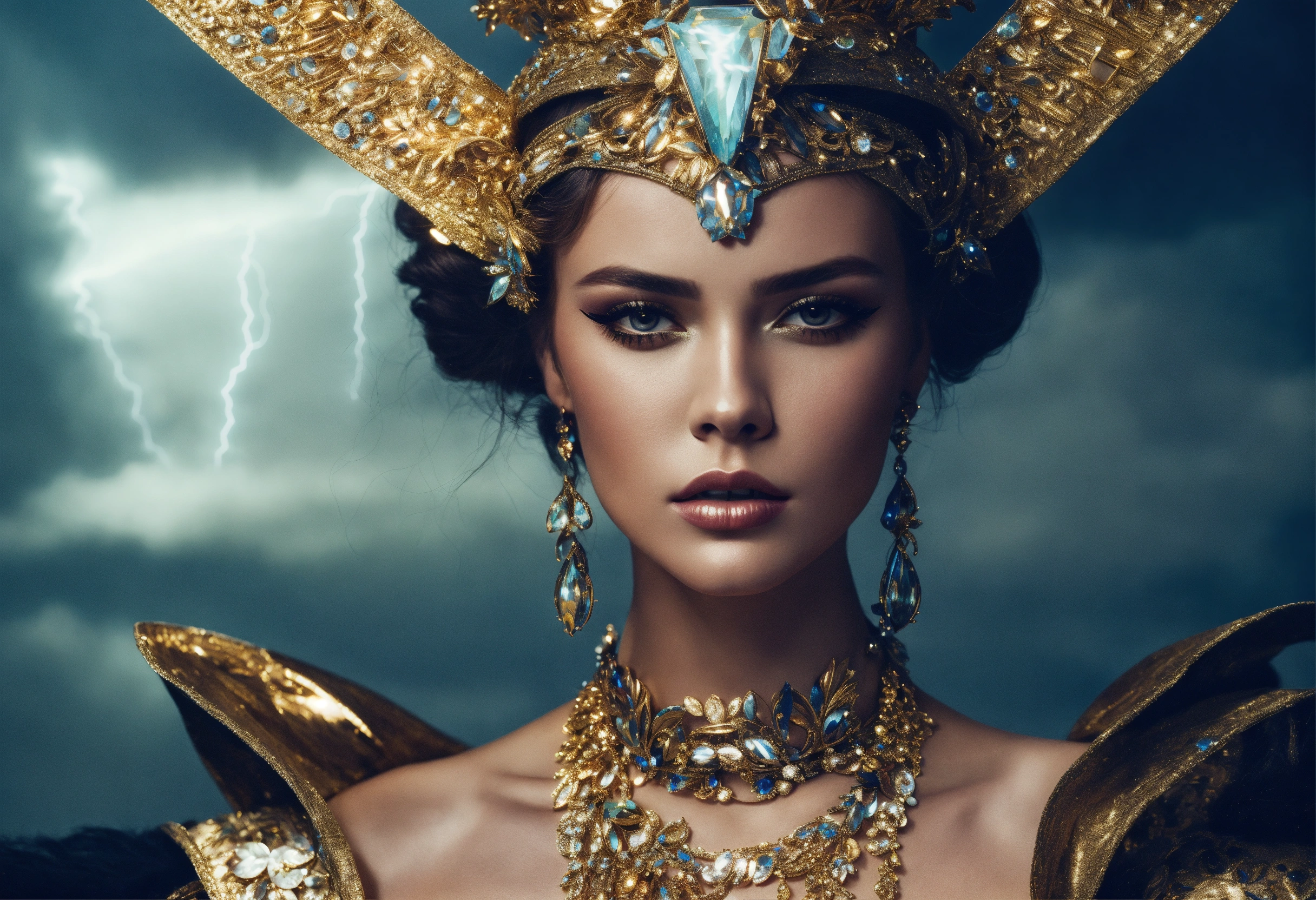 Lexica - A beautiful lightning queen, fashion portrait for VOGUE