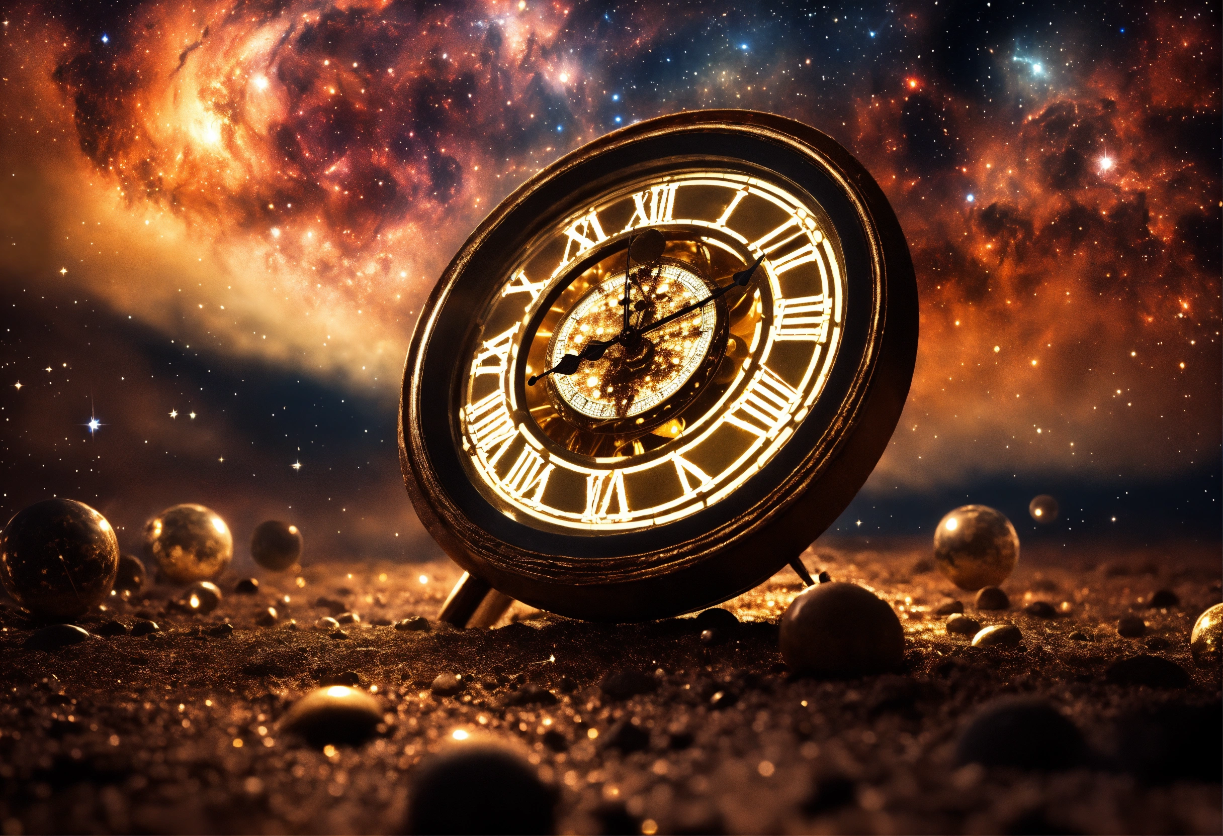 Lexica - Old clock made of stars in the middle of universe full of ...