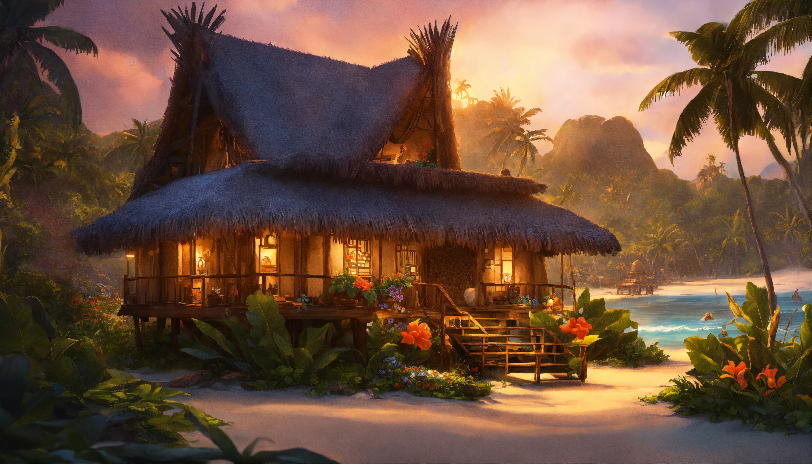 Lexica - Concept art of tropical village house, Polynesian, fantasy ...