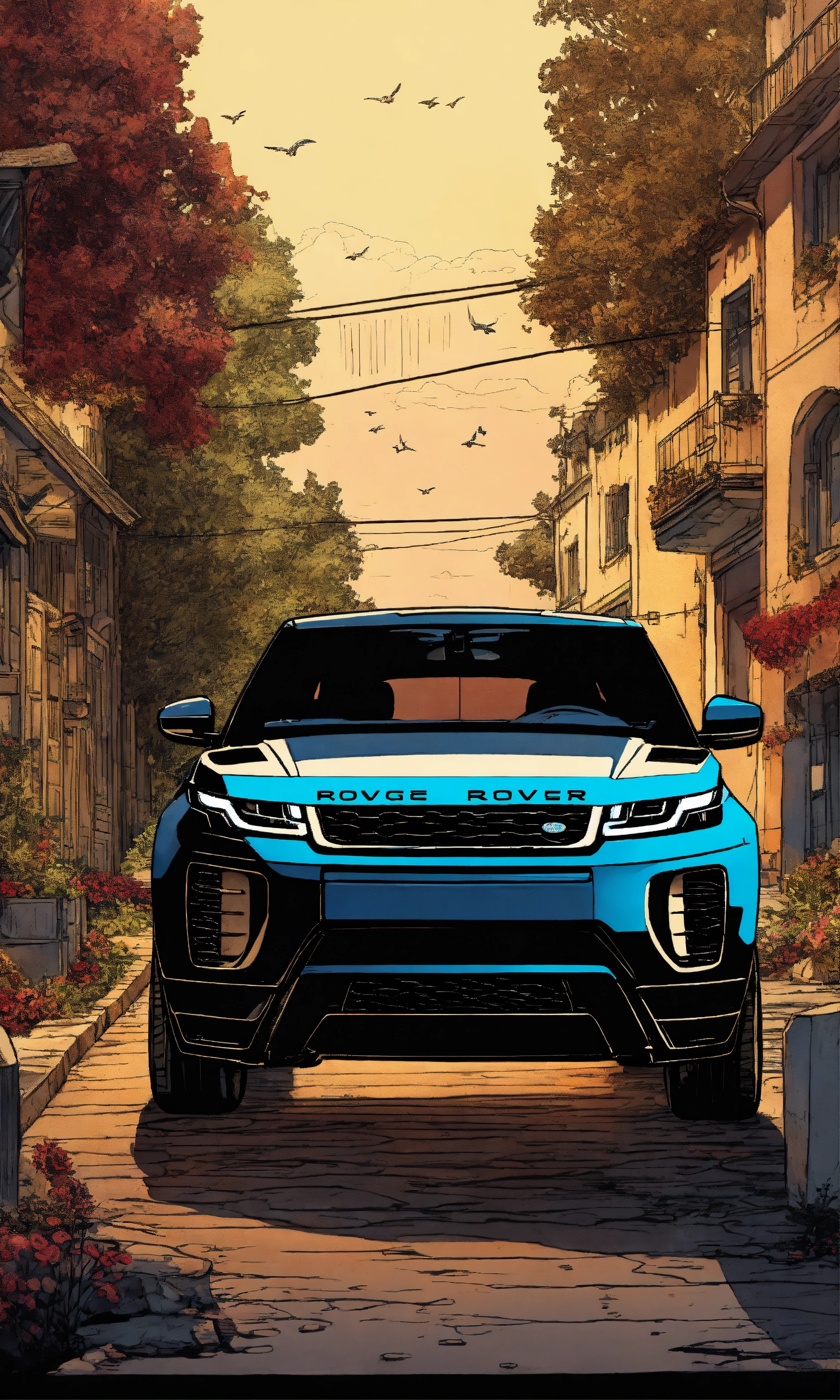 Lexica - Detailed pen and ink illustration of Range Rover Evoque 2022 ...