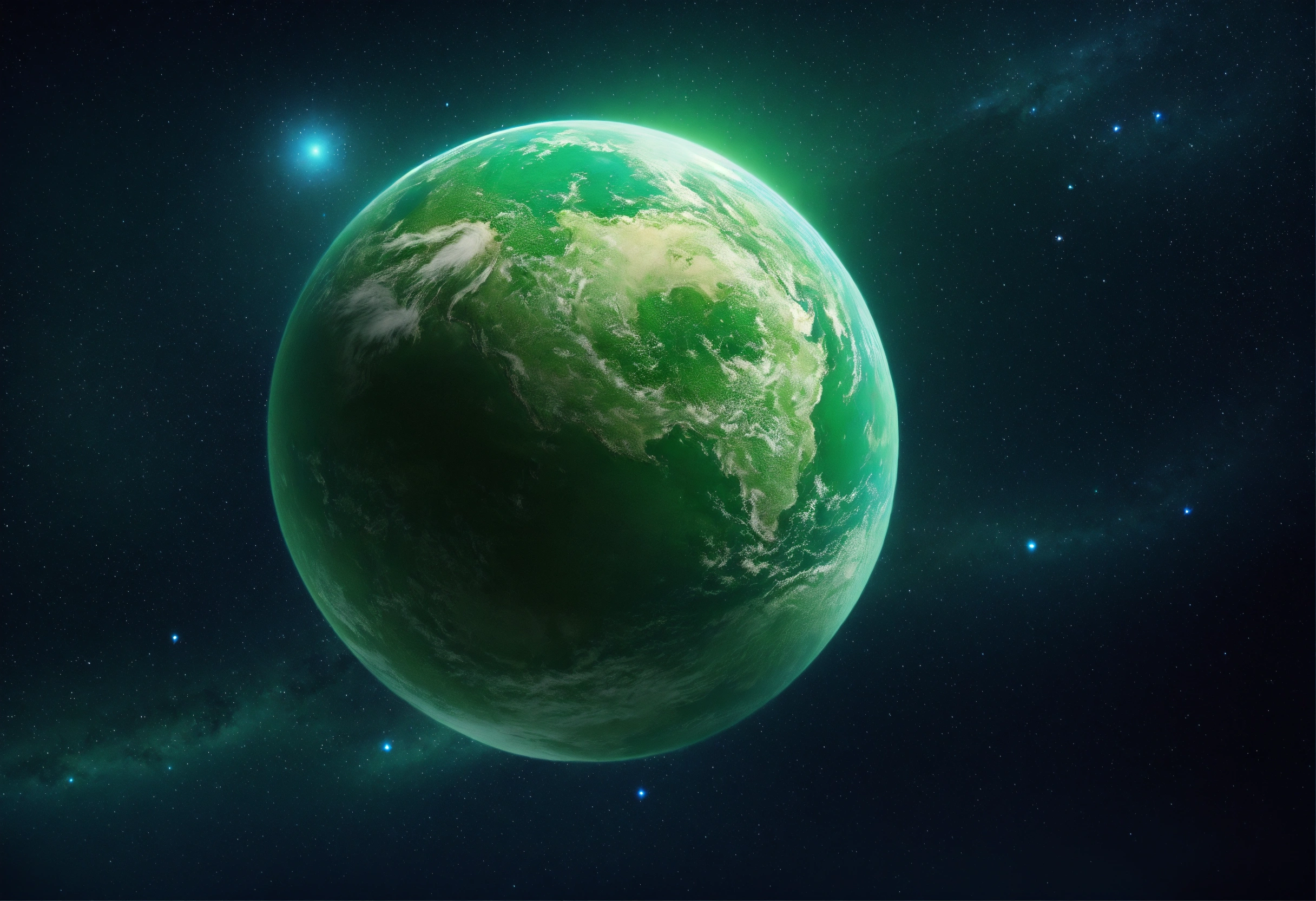 Lexica - One green continel planet floating in space