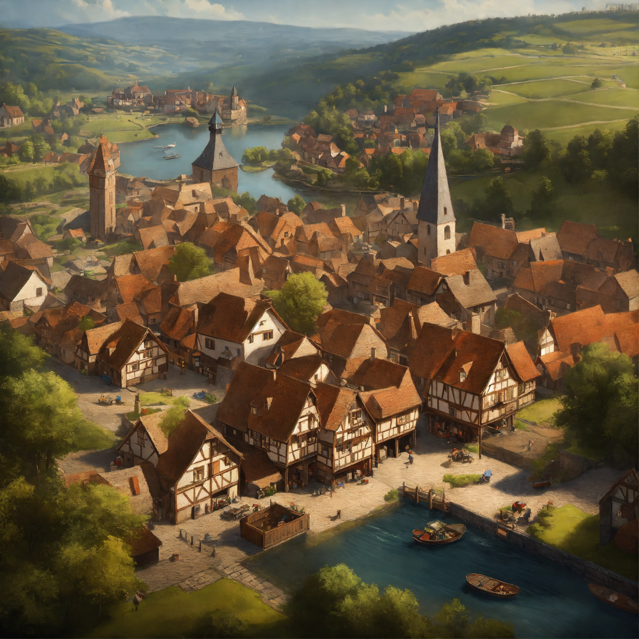 Lexica - Highly realistic, photography, Bird's eye view of a medieval ...