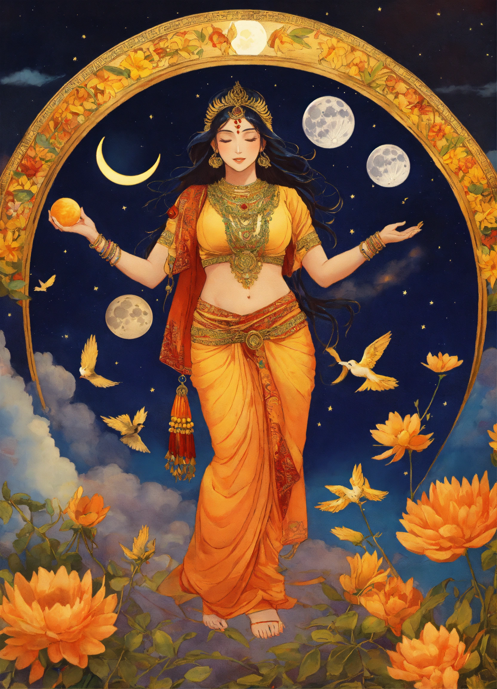 Lexica - Artwork for an oracle card of hindu godess manifesting ...