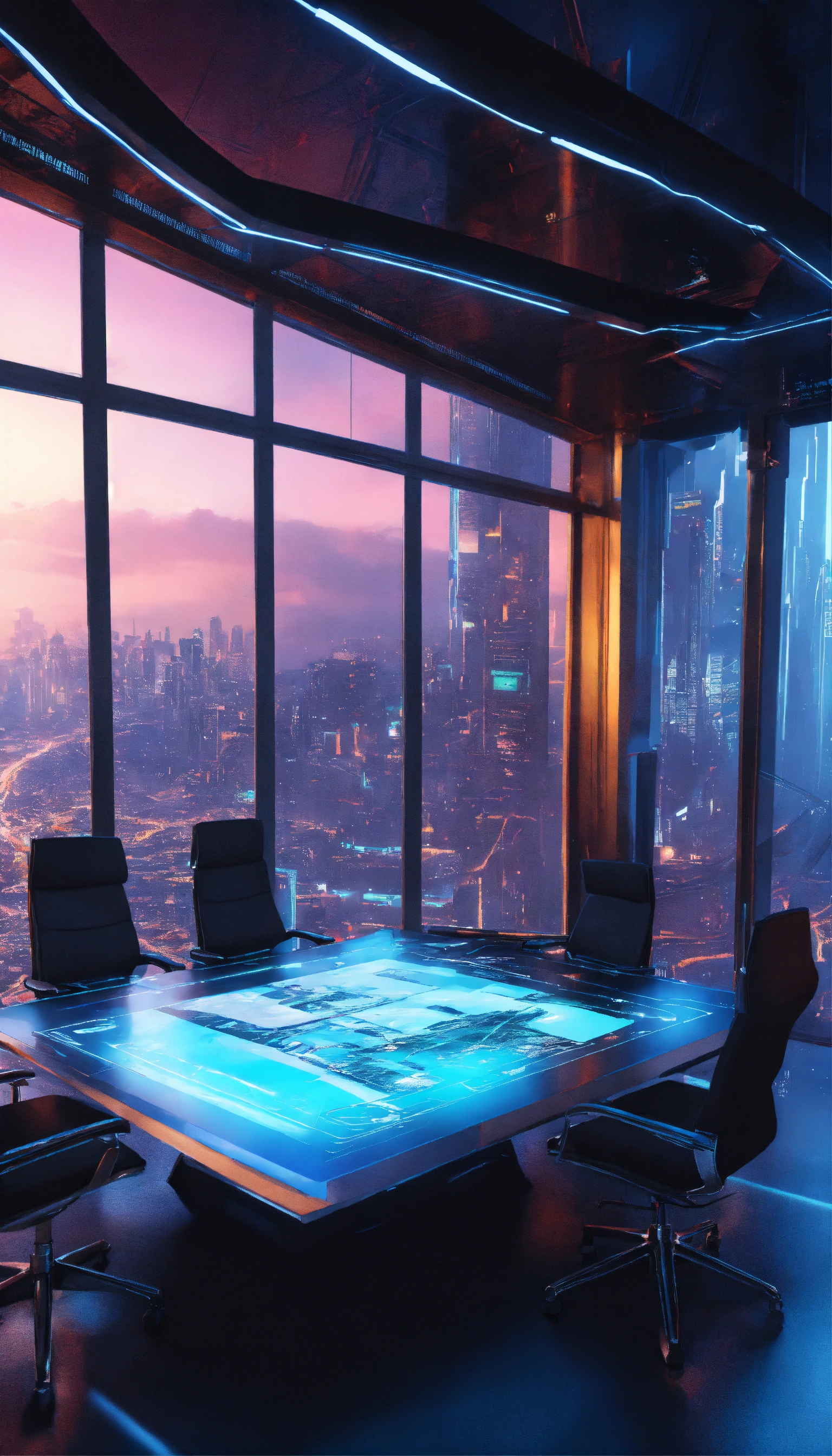 Lexica - Signing document on a table, futuristic meeting room, zoom out ...