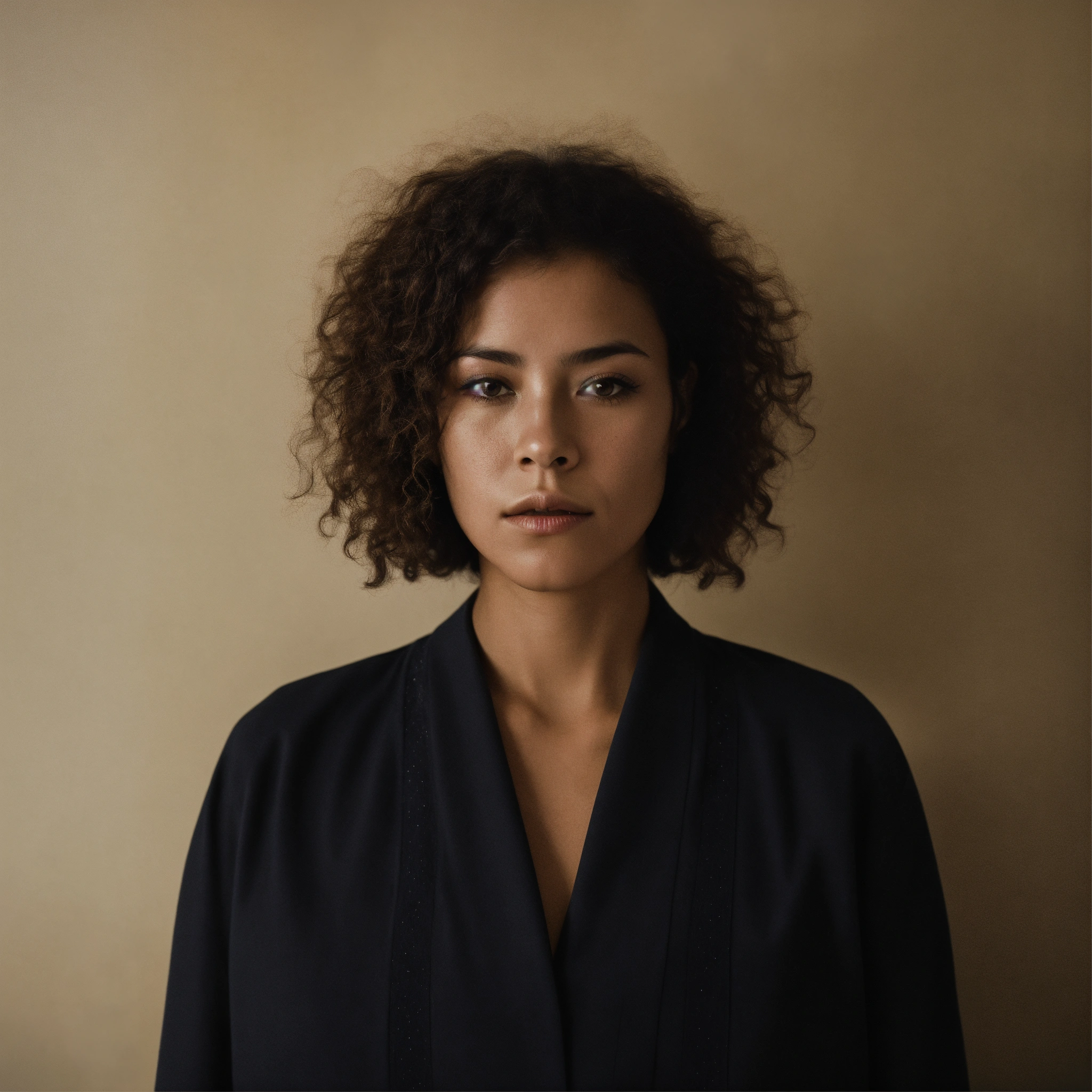 Lexica - High-resolution photograph of a woman against a minimalist ...