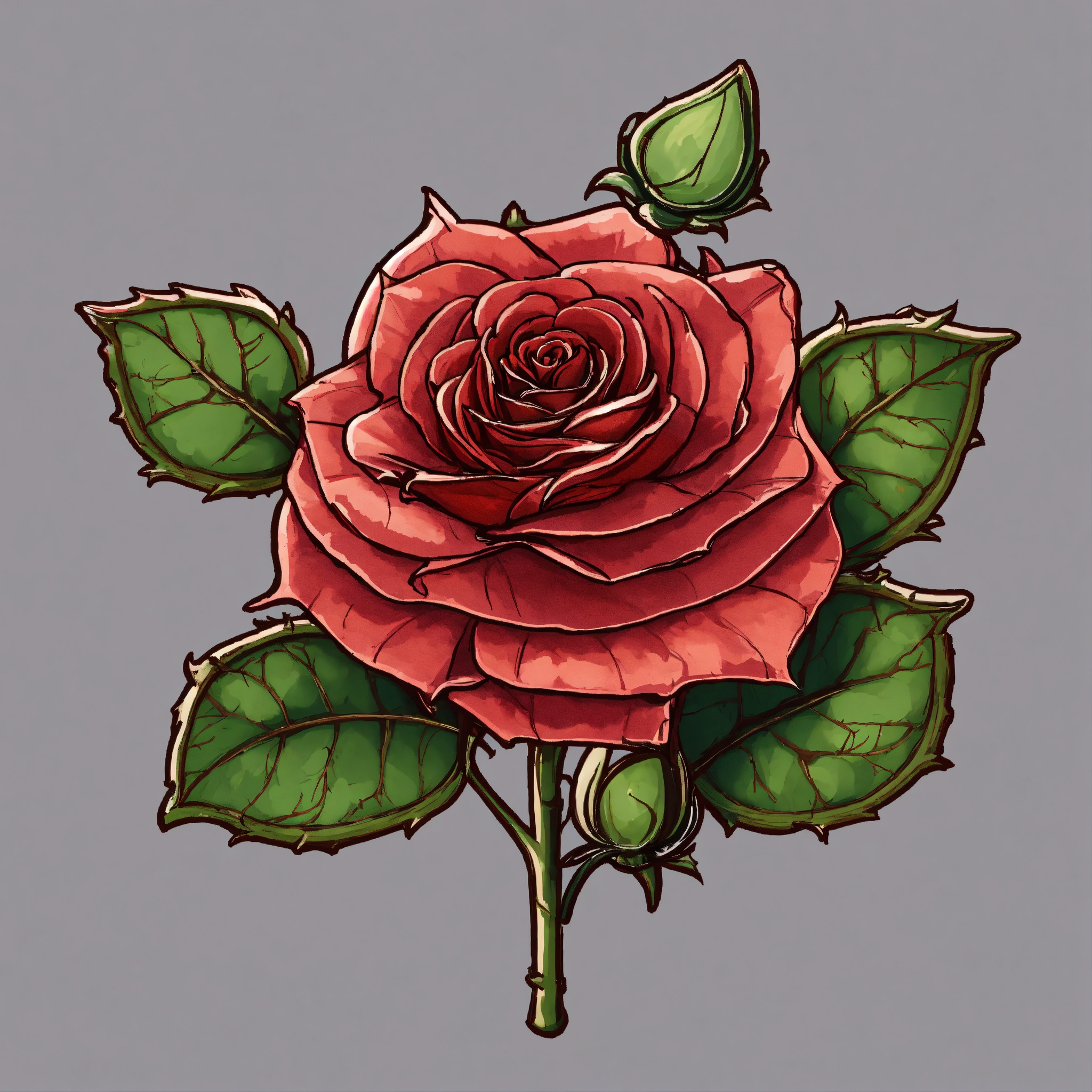 Lexica - Rose with thorns icon, for card game with transparent background