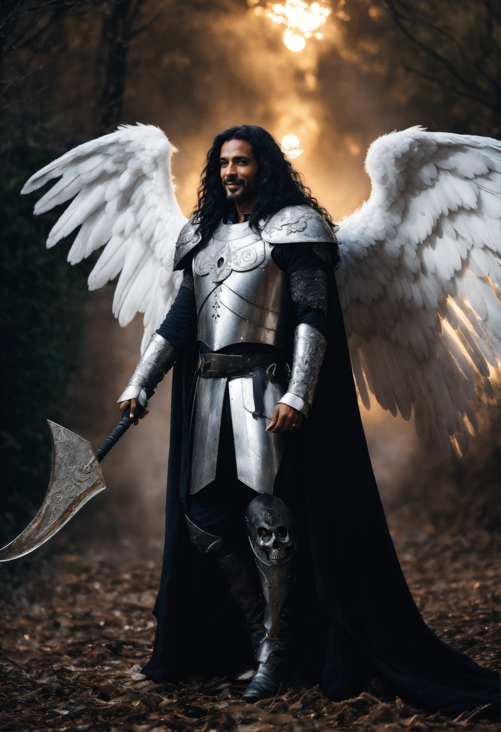 Lexica - Photographic surreal portrait of a windblown Archangel with ...