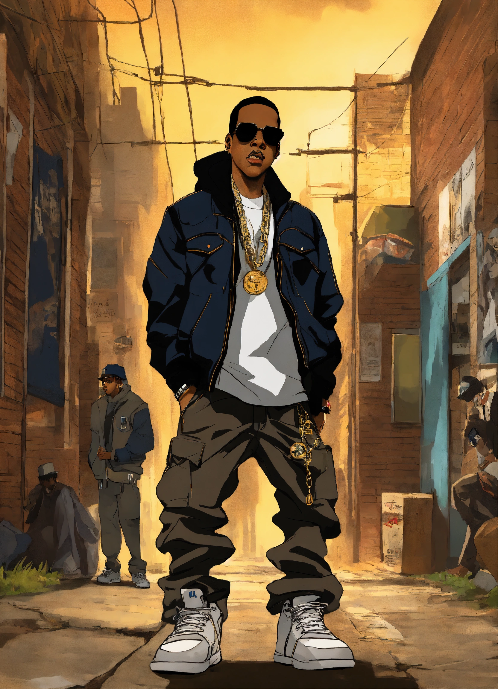 Lexica - Hip hop art style Jay-Z boondocks full body