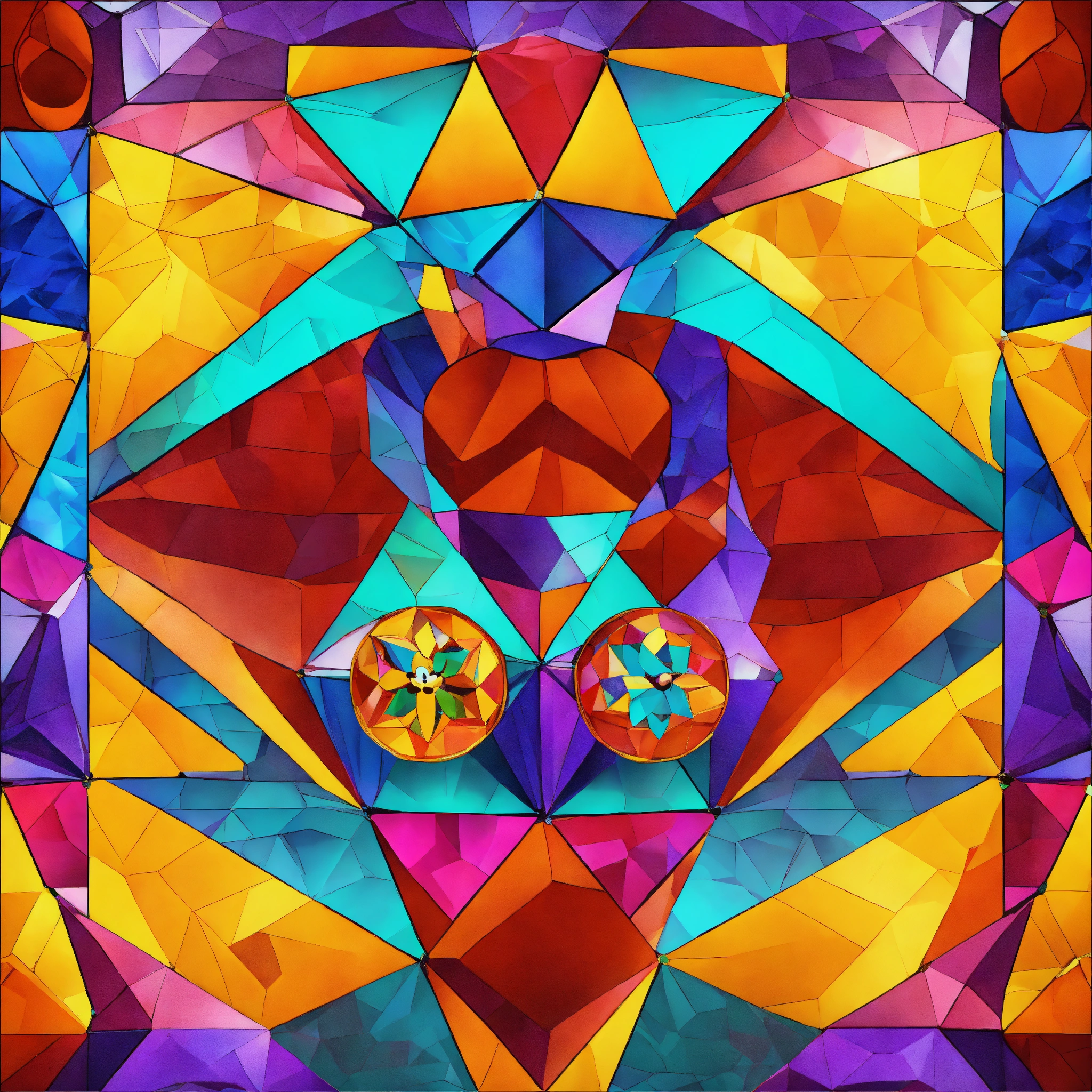 Lexica - Colorful bejeweled geometric pattern with mickey mouse
