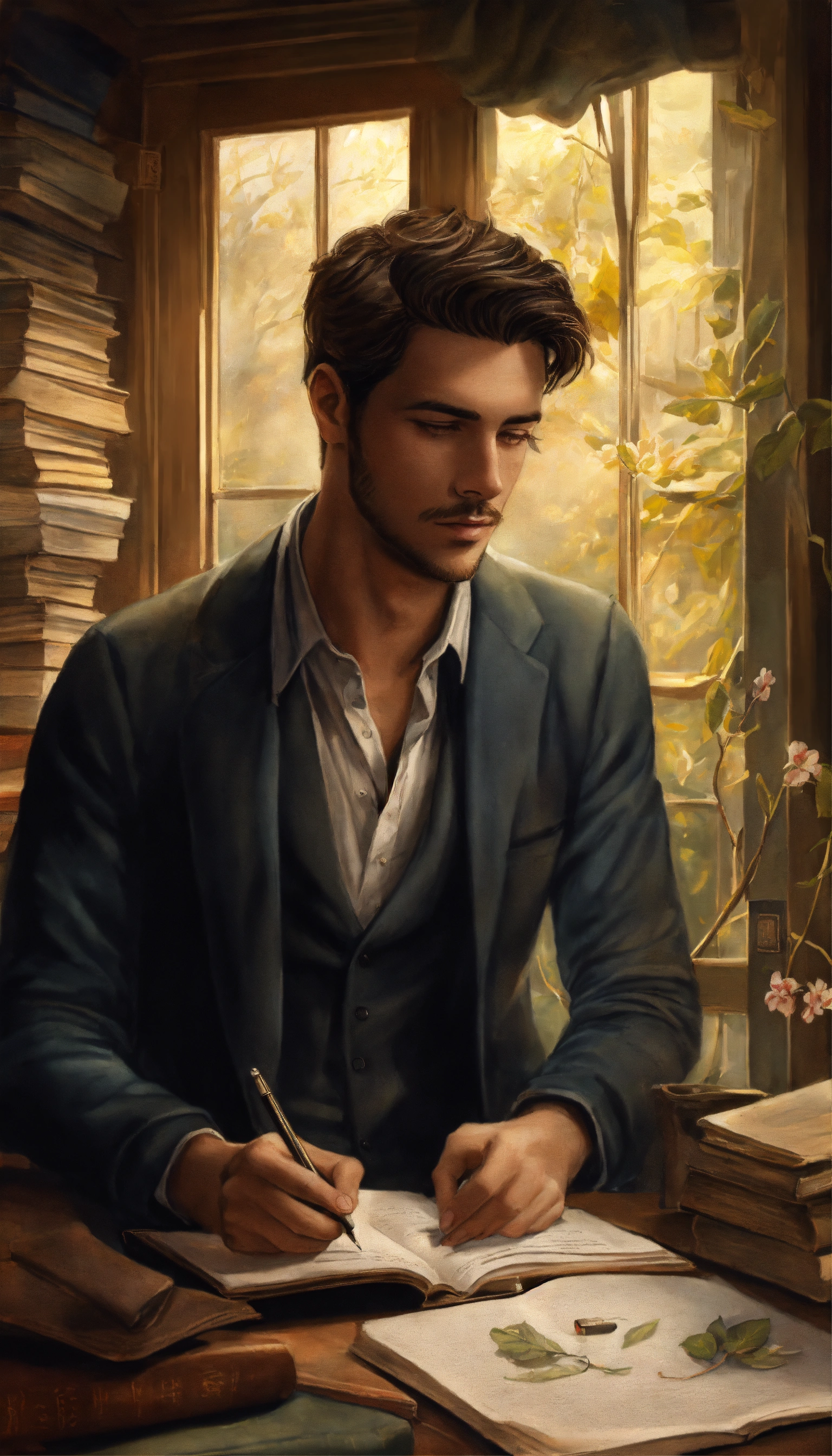 Lexica - A handsome male writer, with depression, beautiful ...