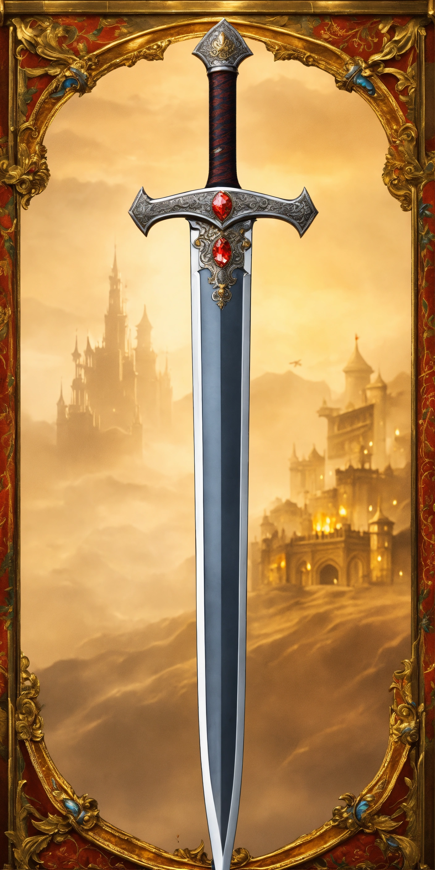 Lexica - Richly decorated long sword, ultra realistic, very detailled