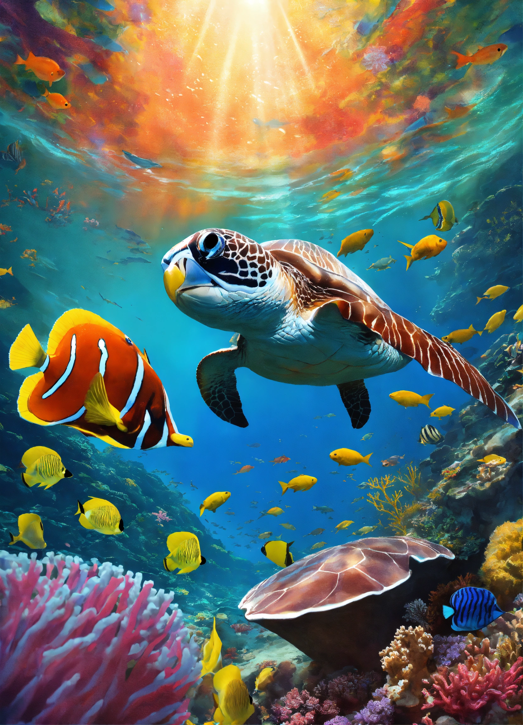 Lexica - Superhero,Aqua Falcon,is underwater,in the depths of a vibrant ...