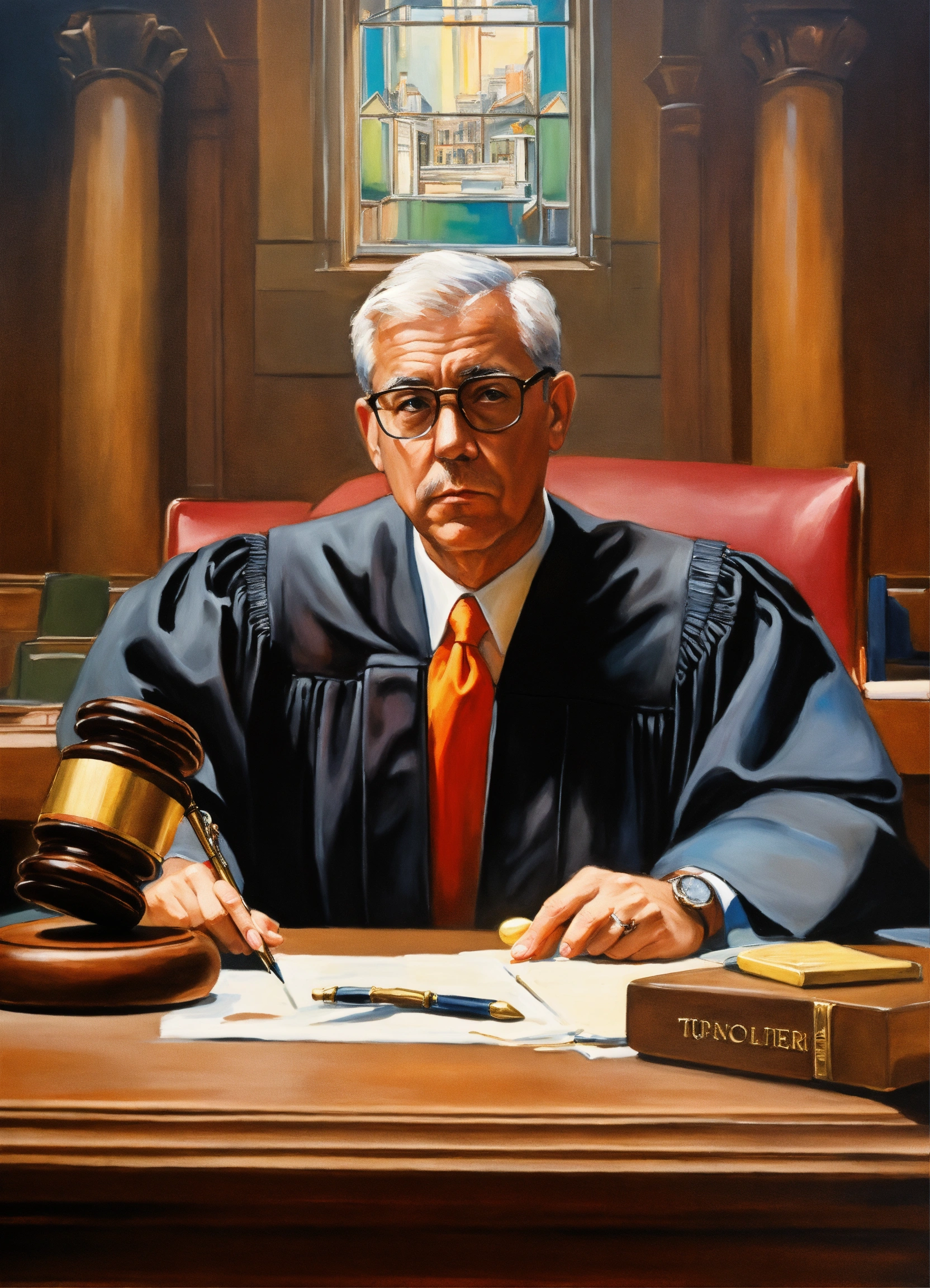 Lexica - Superrealist style, urban style, day, indoors, tribunal, judge ...