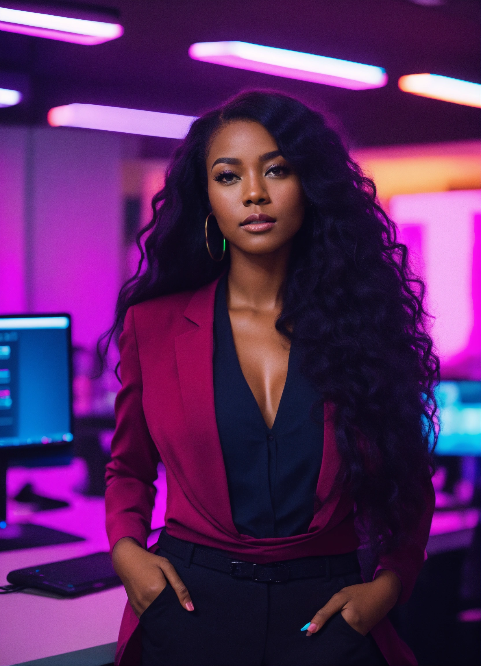 Lexica - Cinematic photography, modern, beautiful black female long