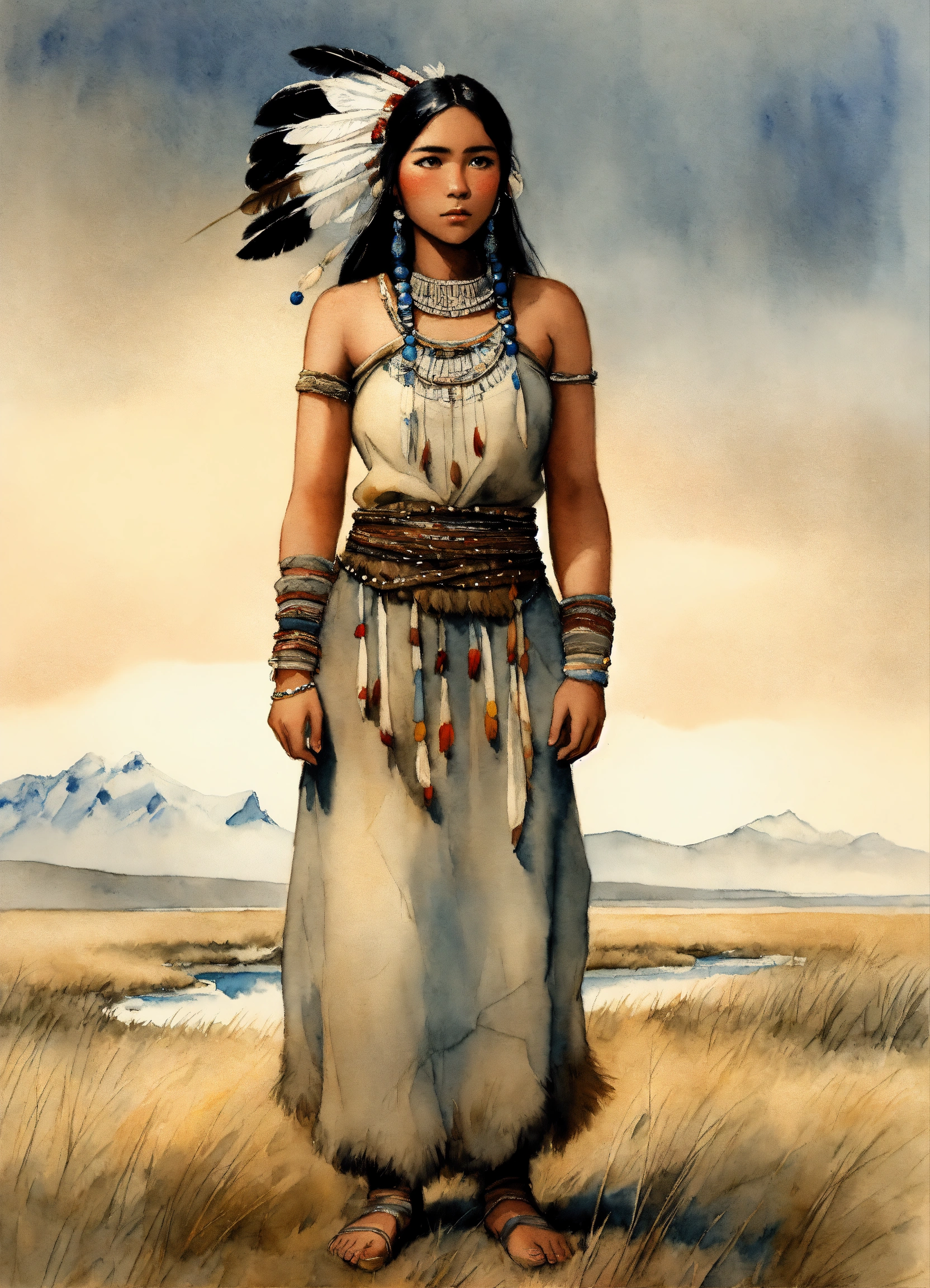 Lexica - Full body Illustration of an inuit woman, young, 18 years old ...