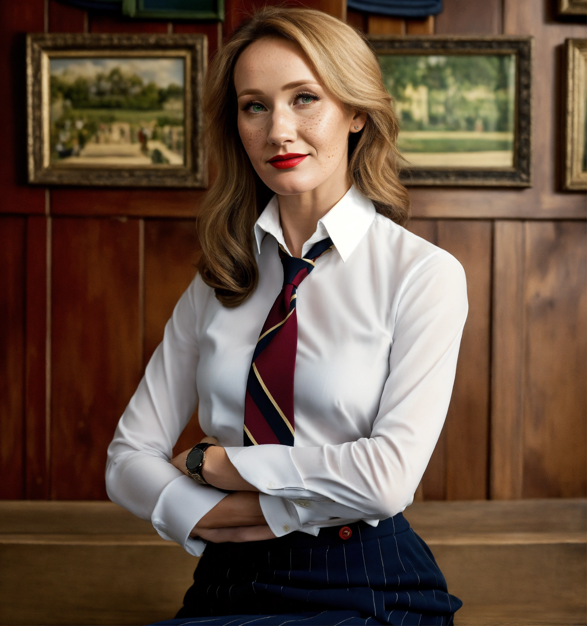 Lexica - A photographic portrait of J.K. Rowling wearing a skirt, socks ...