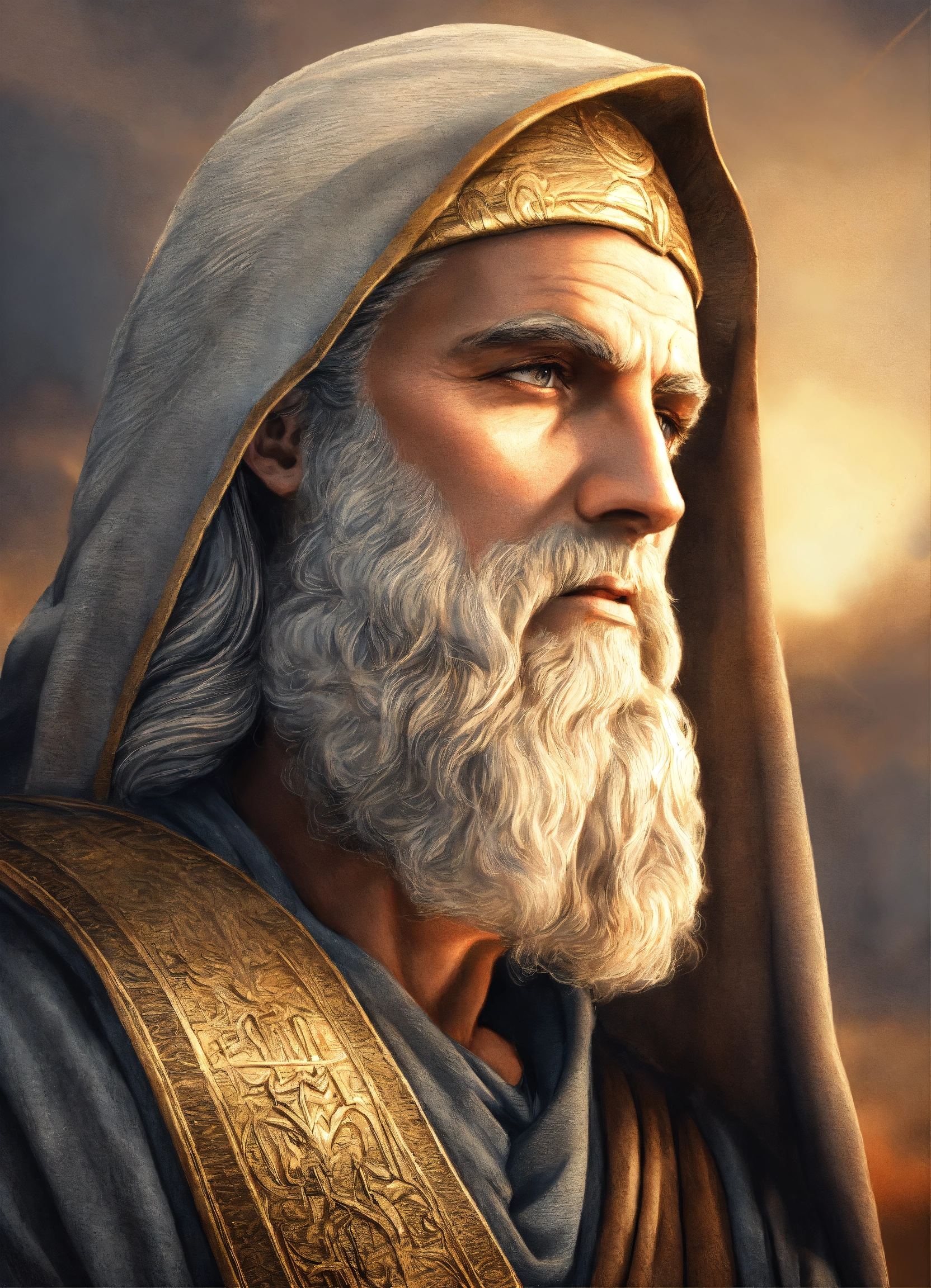 Lexica - Moses from the bible in pencil art, 8k, high quality, head profile