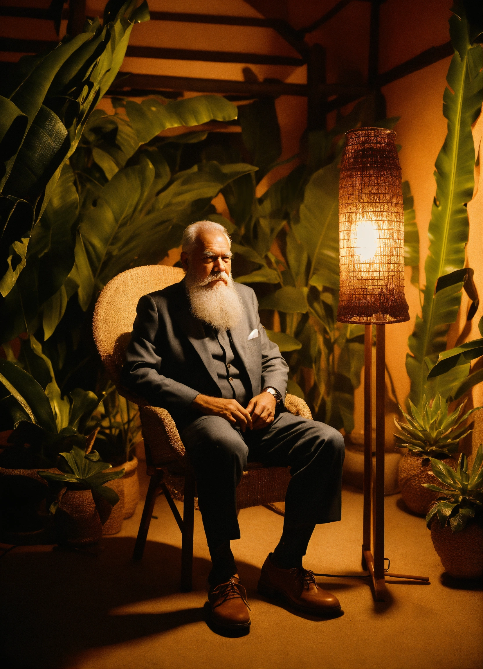 Lexica - A wise man with white beard and in a tropical setting with a ...