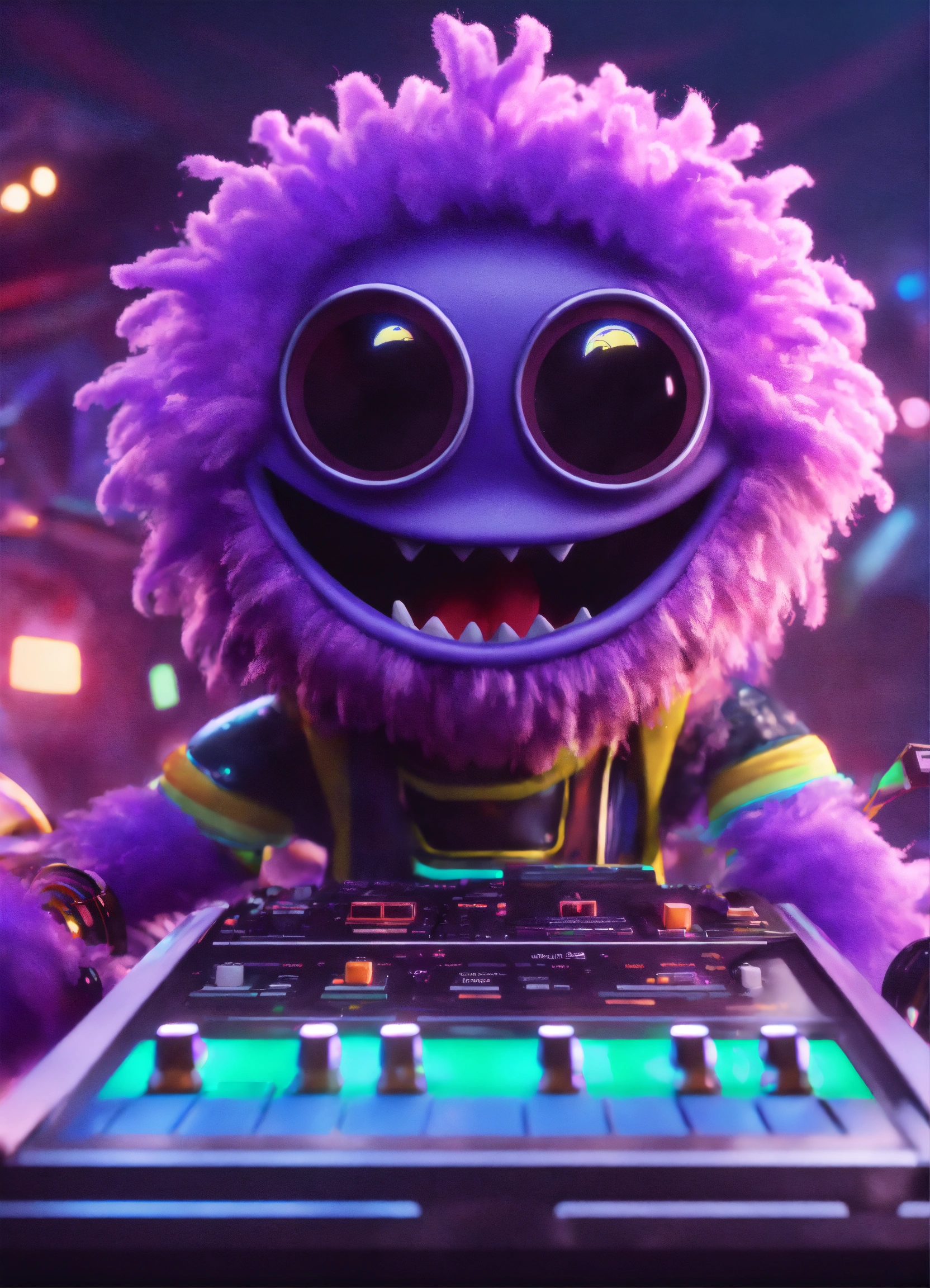 Lexica - Zoom out FUN LOVING CUTE hairy violet colored monster cartoon ...