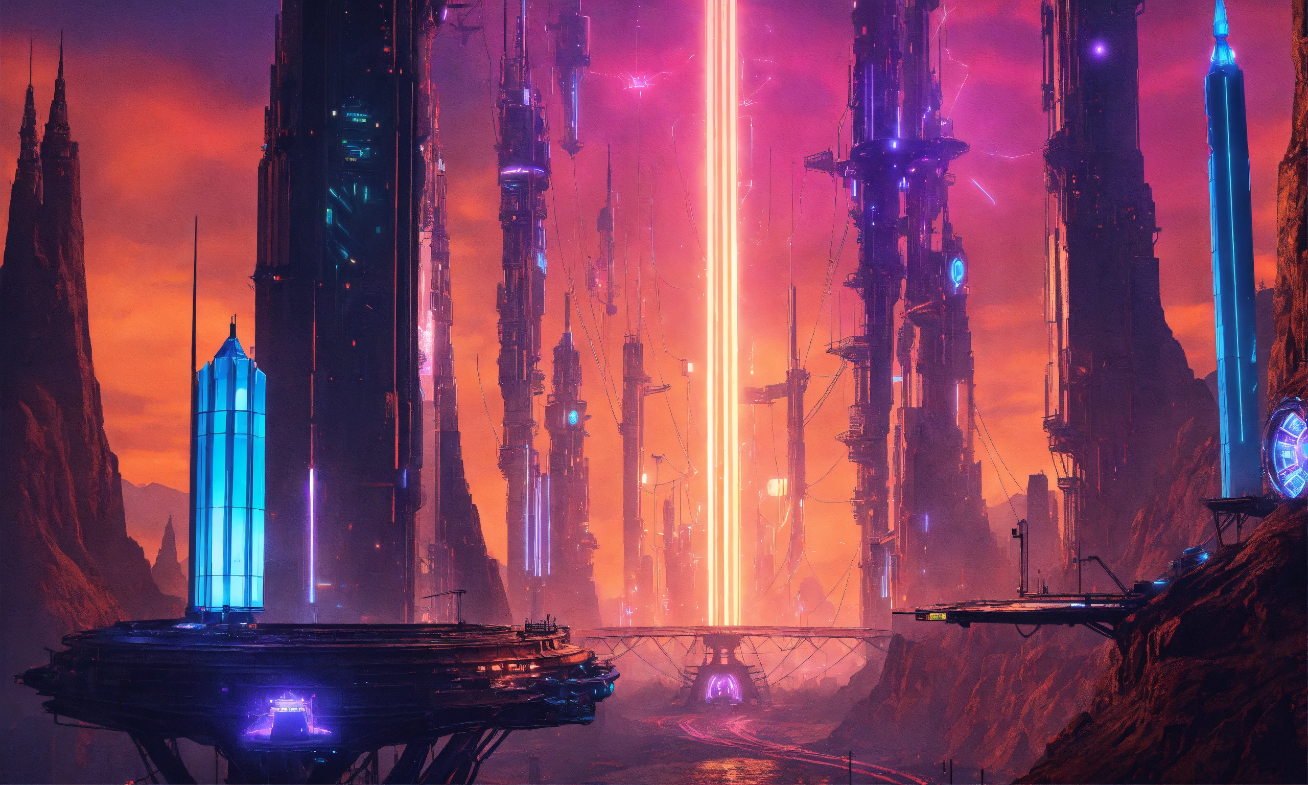 Lexica - Robotic matrix machines fly toward their base at a tall ...