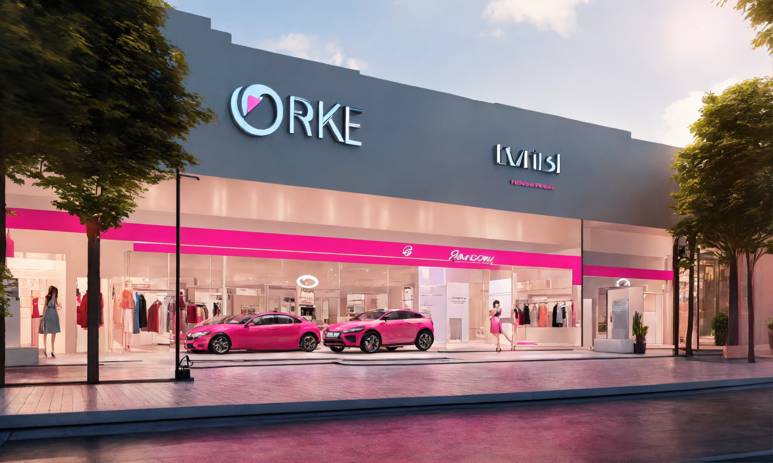 Lexica - Indoor, inside mall, small store, car rental store, pink car ...
