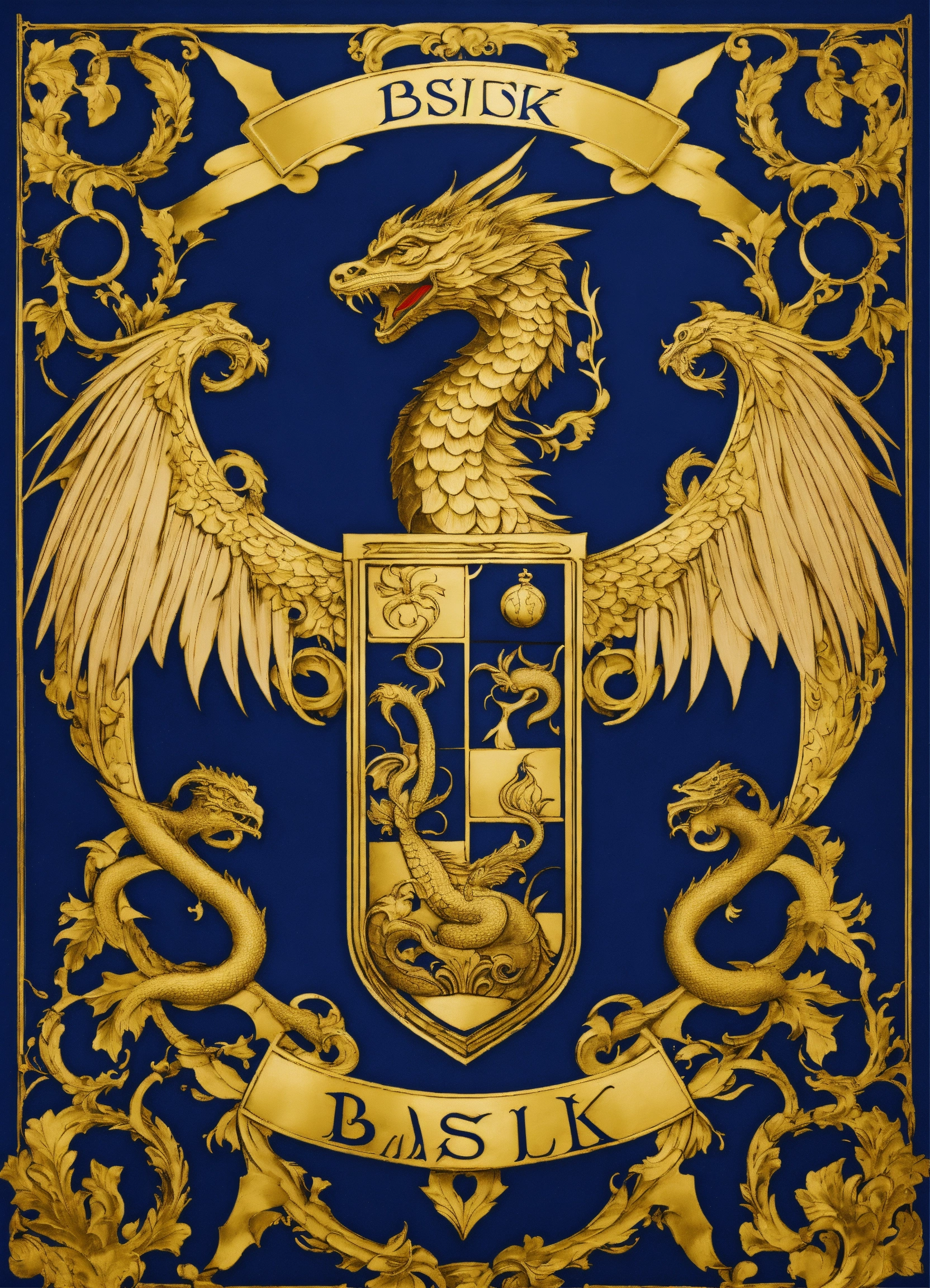 Lexica - Basilisk coat of arms, basilisk around crown, art nouveau ...
