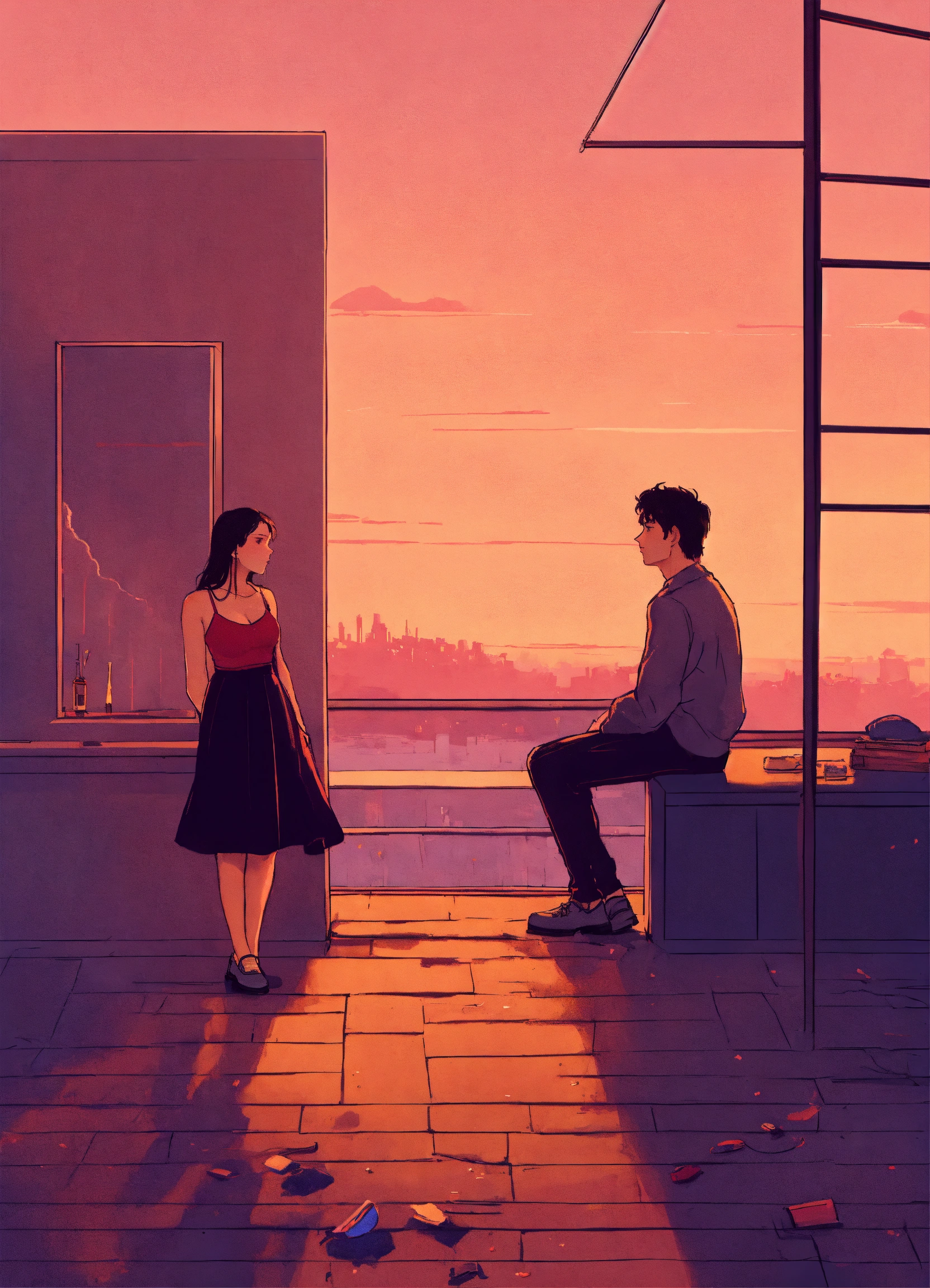 Lexica - Illustration of breakup in a romantic relationship.