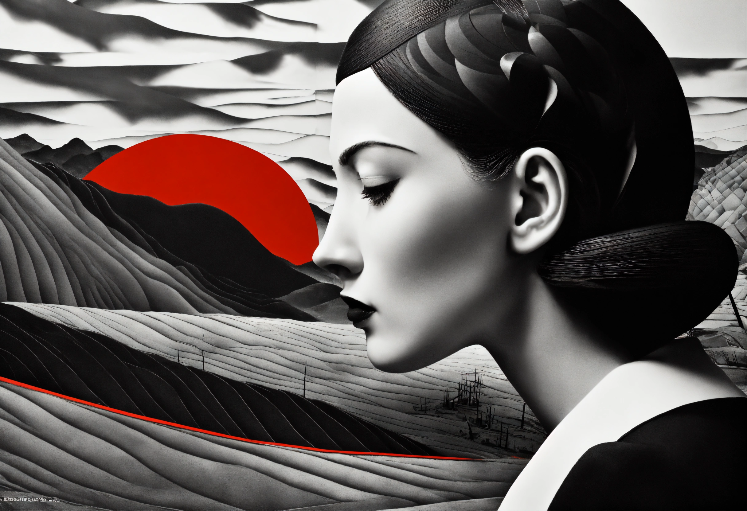 Lexica - Black and white, primary colors, 3d abstract landscape, close ...