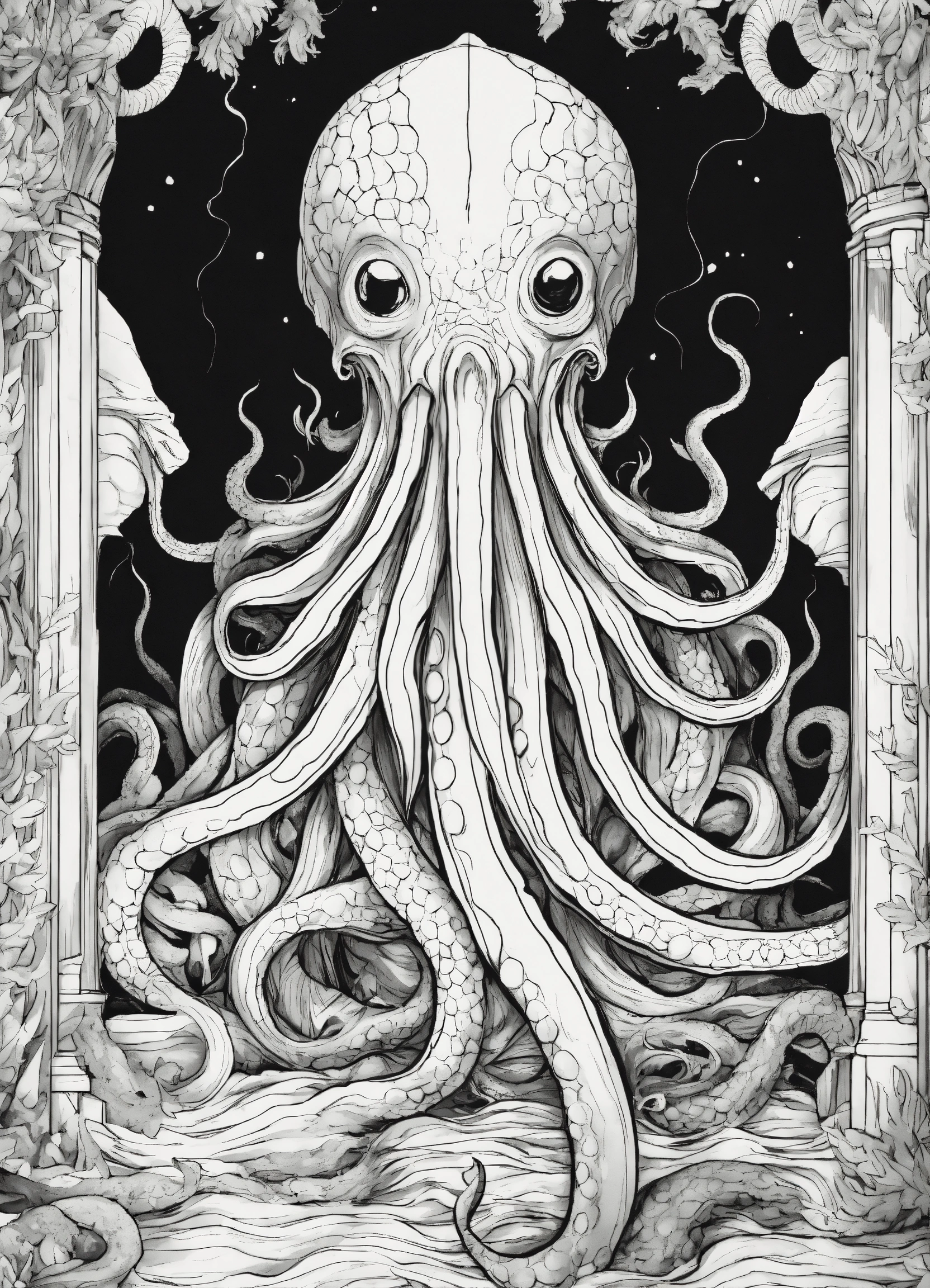 Lexica - Extremely simple image. Abyssal Kraken. black and white ...