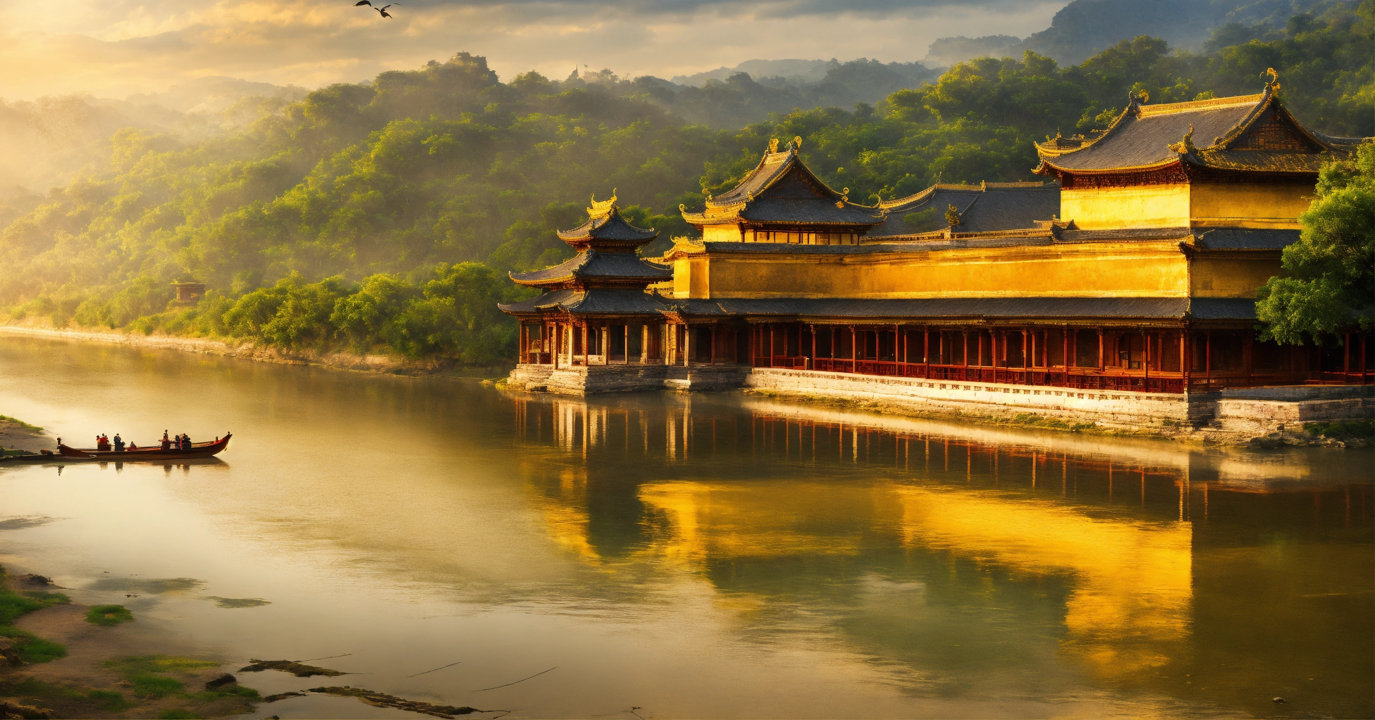 Lexica - An ancient palace surrounded by a river