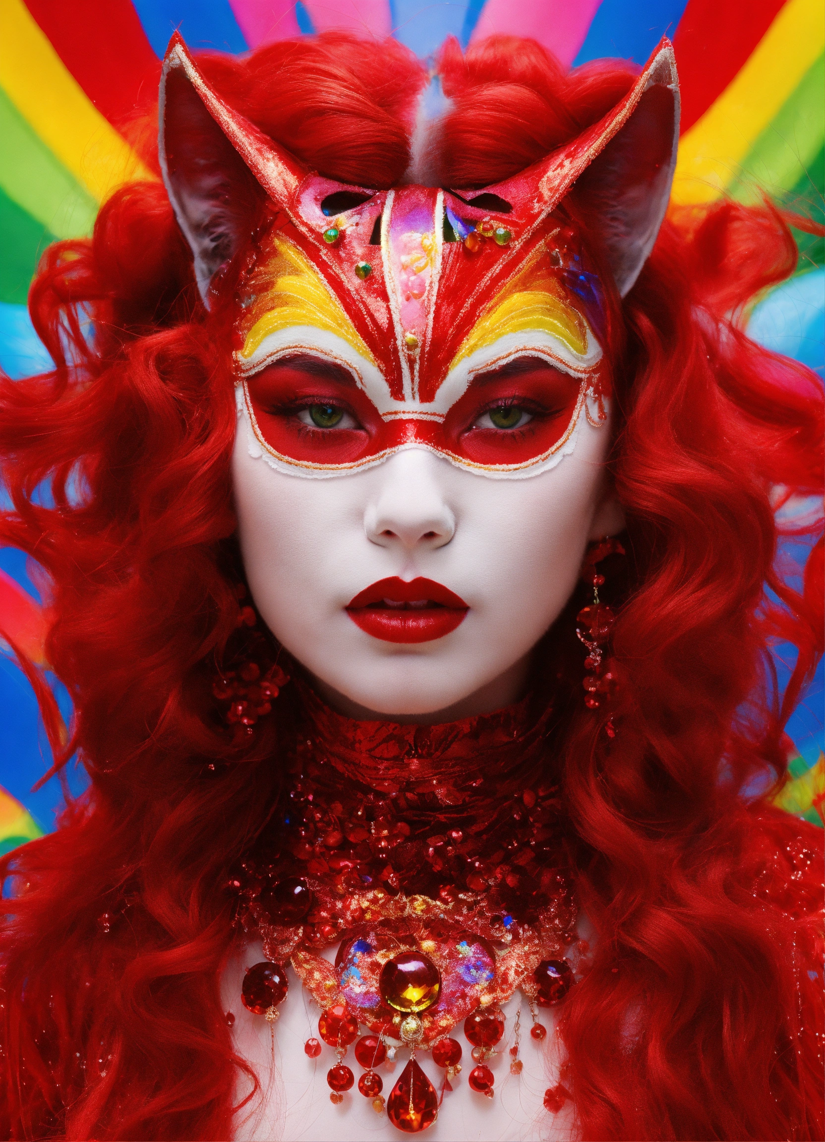 Lexica Red And White Cat Woman God Rainbow