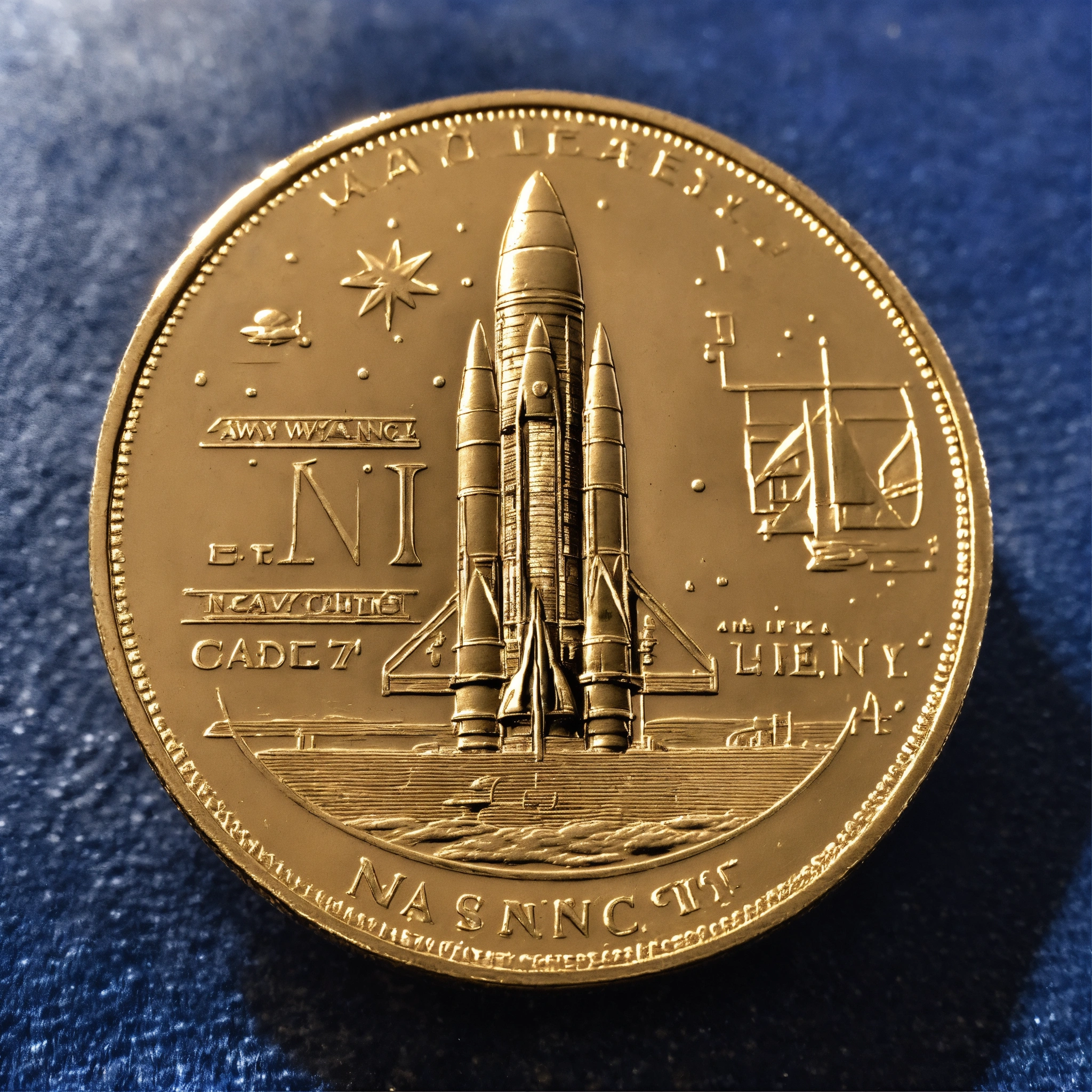 Lexica - A coin depicting a rocket with the inscription Navy