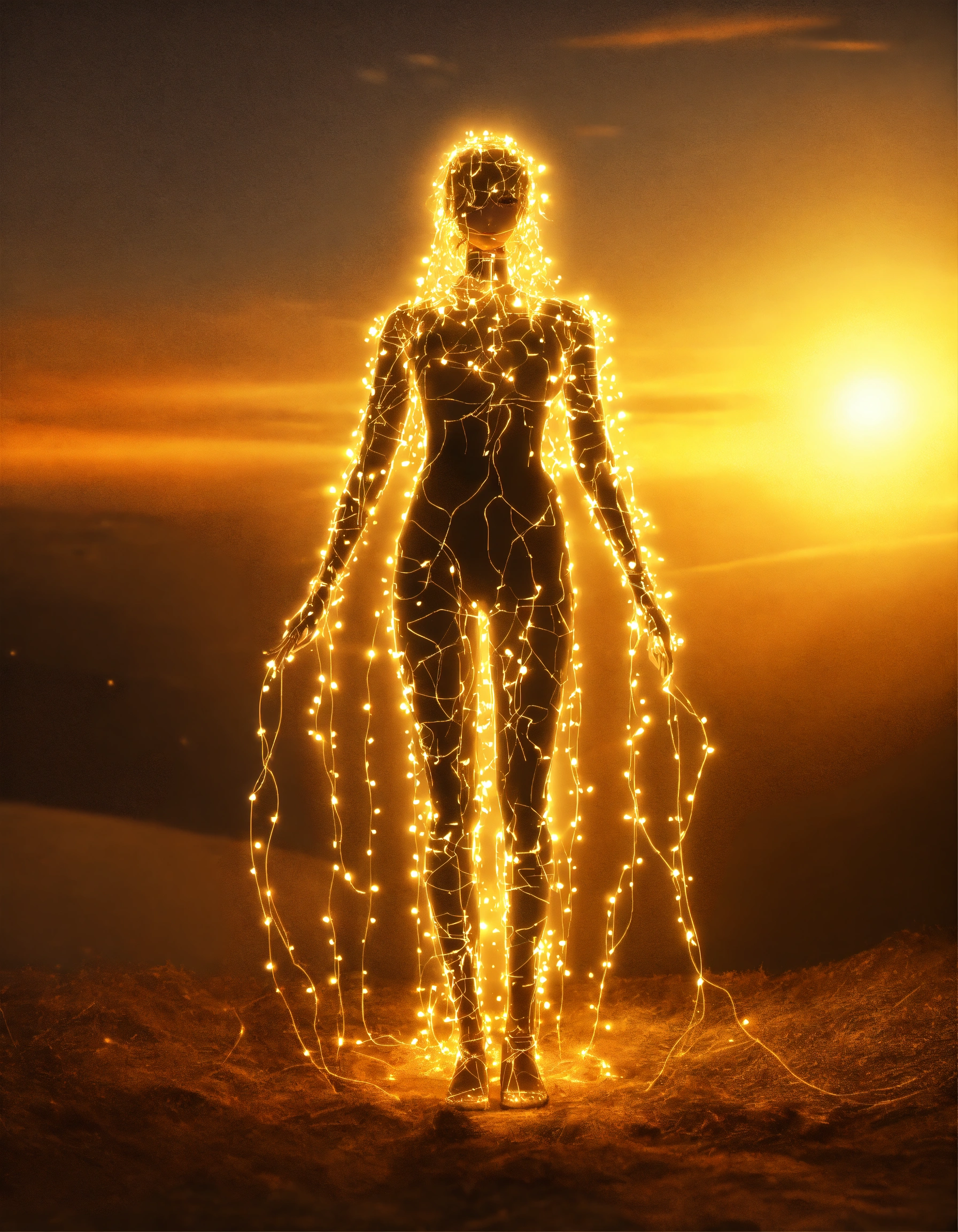 Lexica - Paint drawing of a female human silhouette with several clasps ...