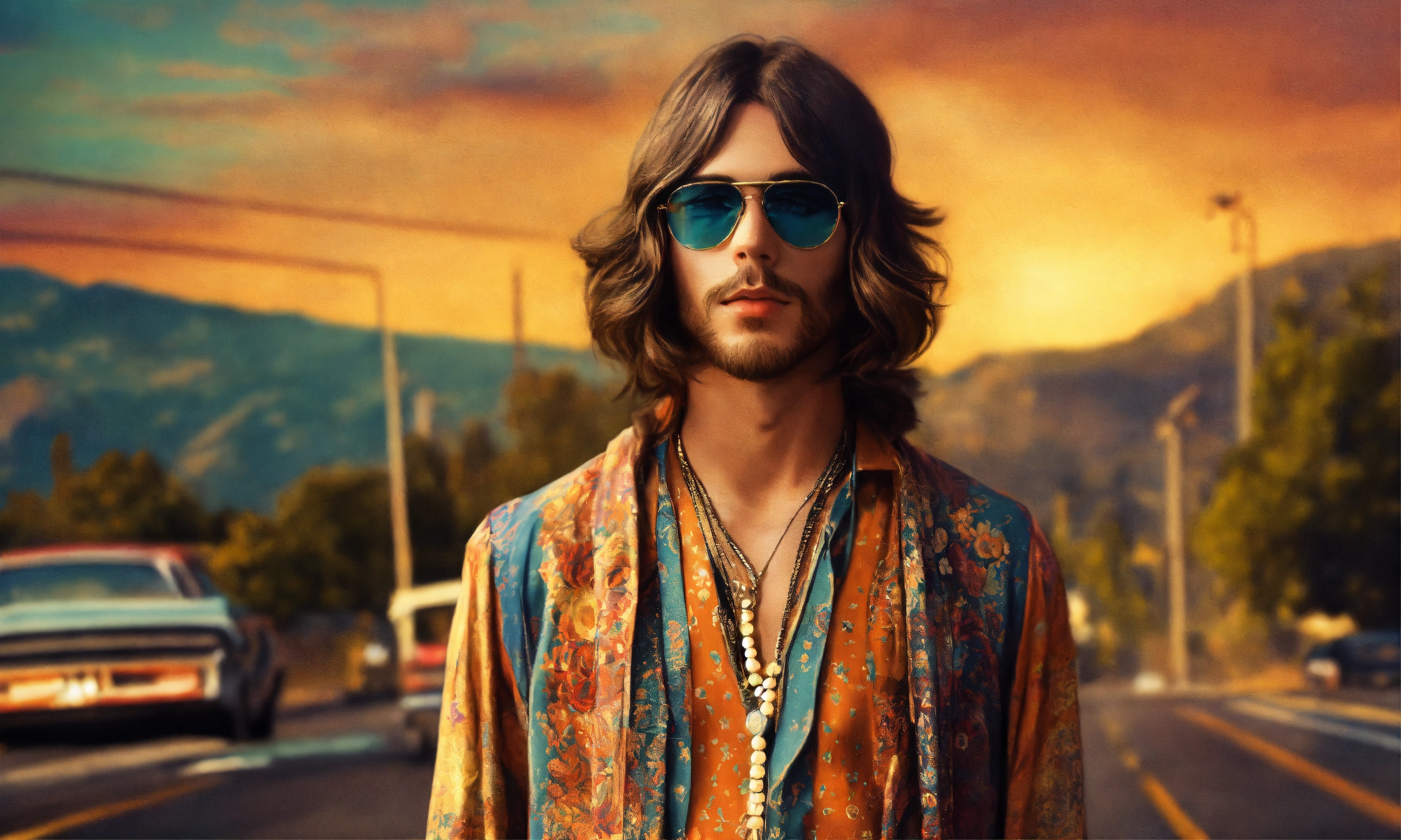 Lexica - Hippie captivating dude retro America style 1970-1990, trimmed