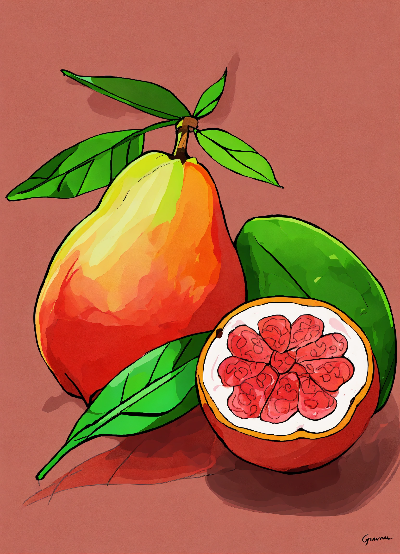 Lexica Simple pen and drawing of guava combinations wallpaper images