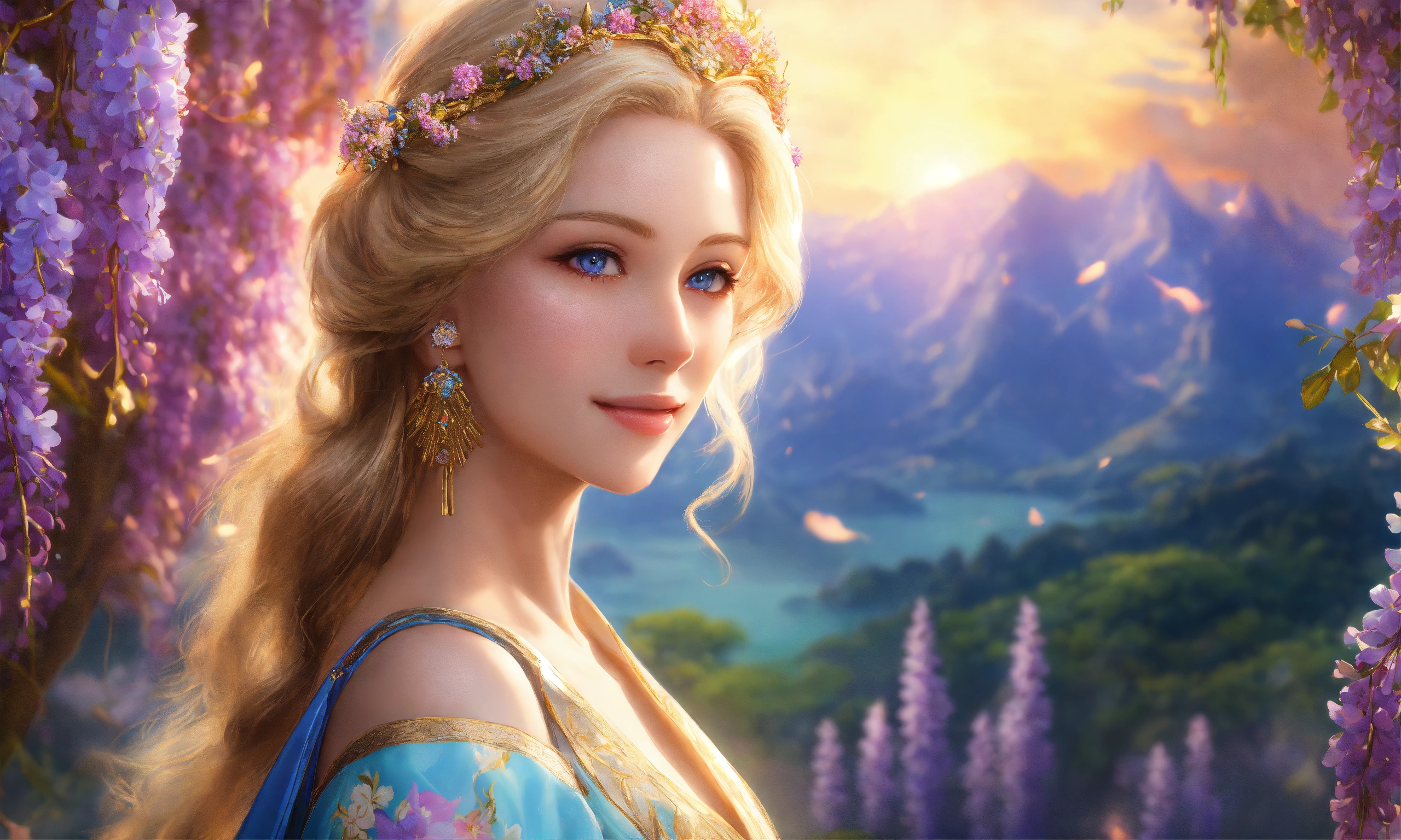 Lexica - Beautiful princess of the stars smiling blonde with blue eyes ...