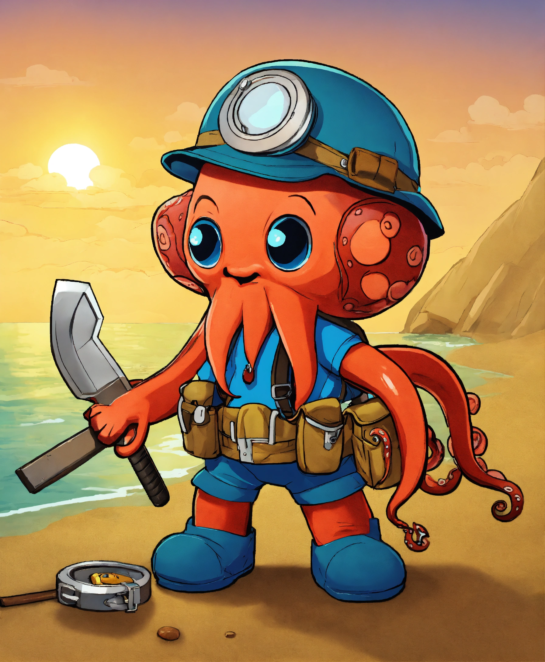 Lexica - Octopus, with tool belt, cartoon.