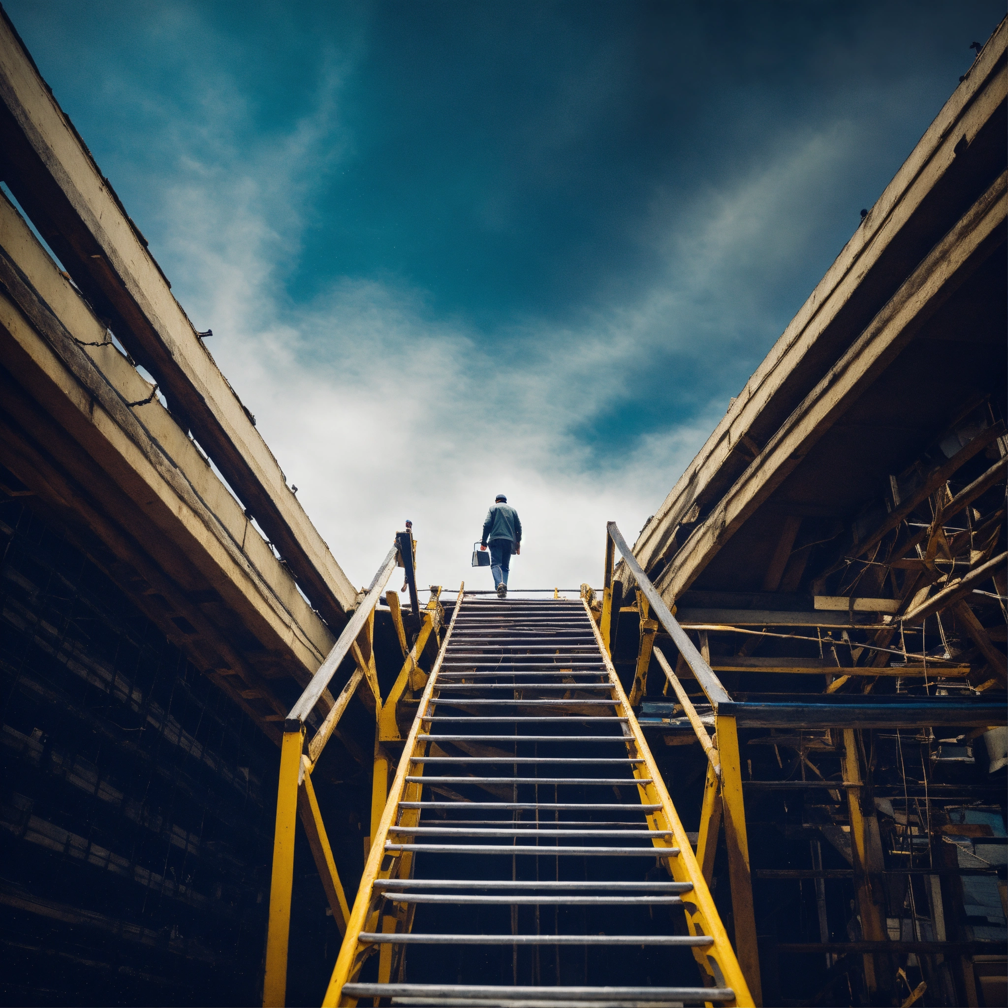 Lexica - A man walks up a ladder to the sky