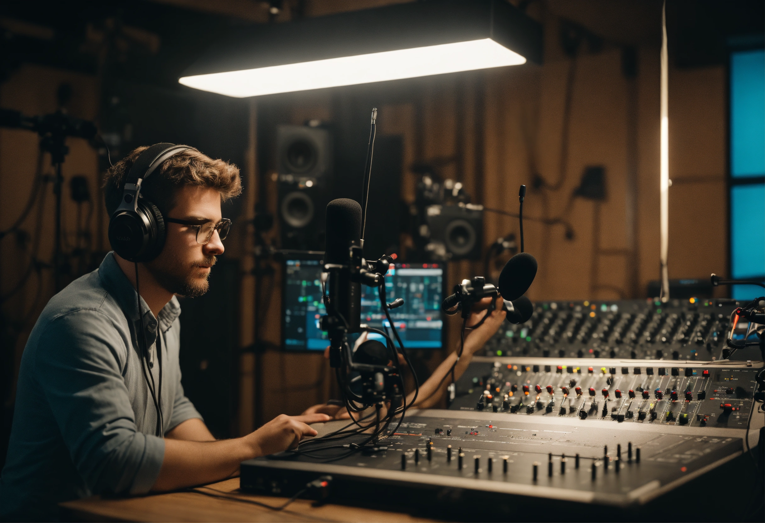 Lexica - The studio. In the center is an audio technician, who ...
