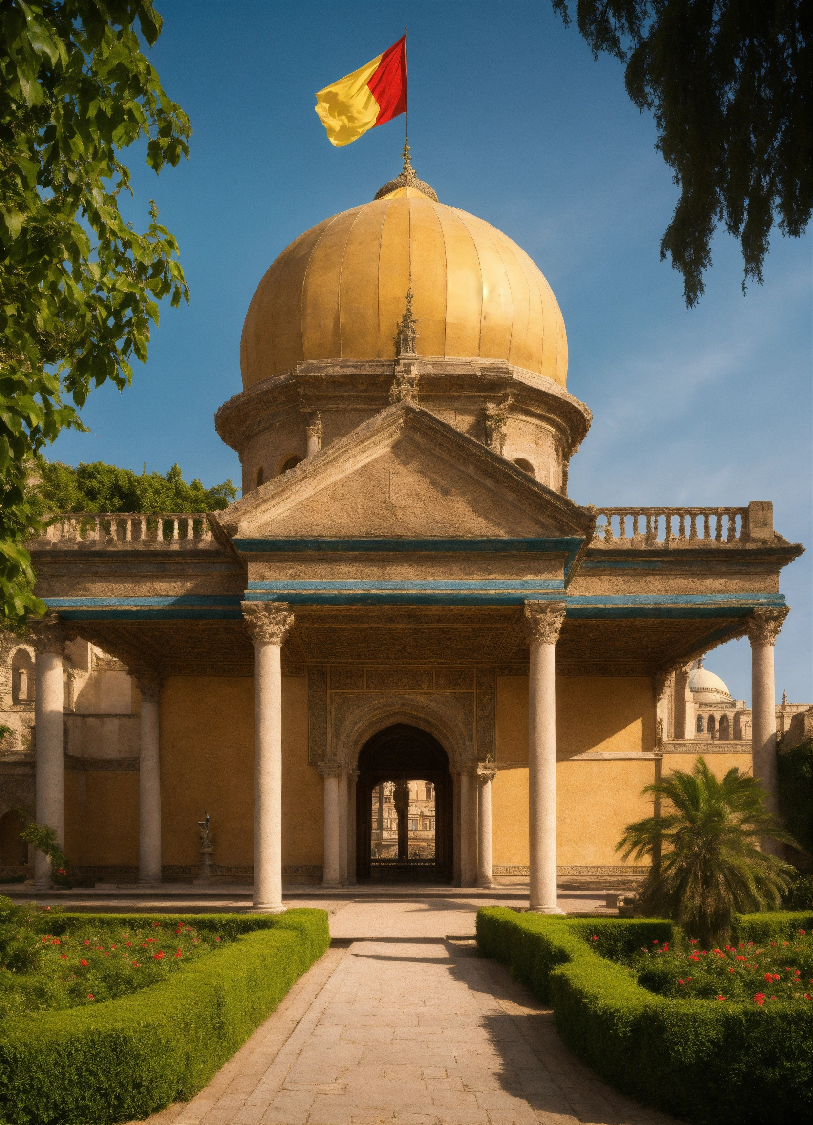 Lexica - A beautiful palace with a dome and a flag