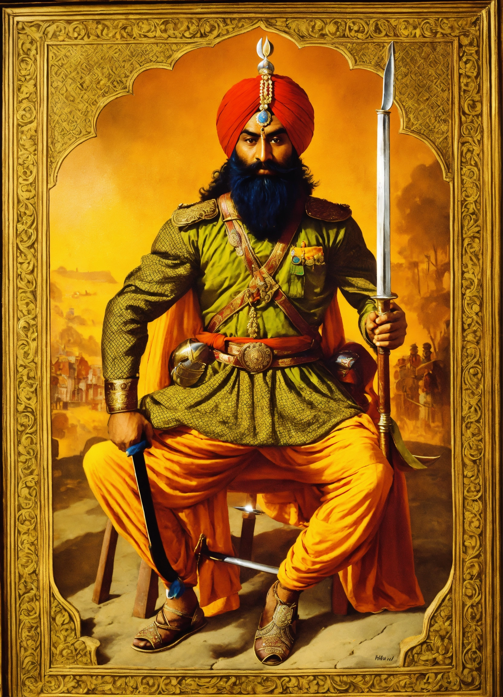 Lexica - Hari Singh Nalwa , sikh warrior , 7 feet Hight, war , fight ...
