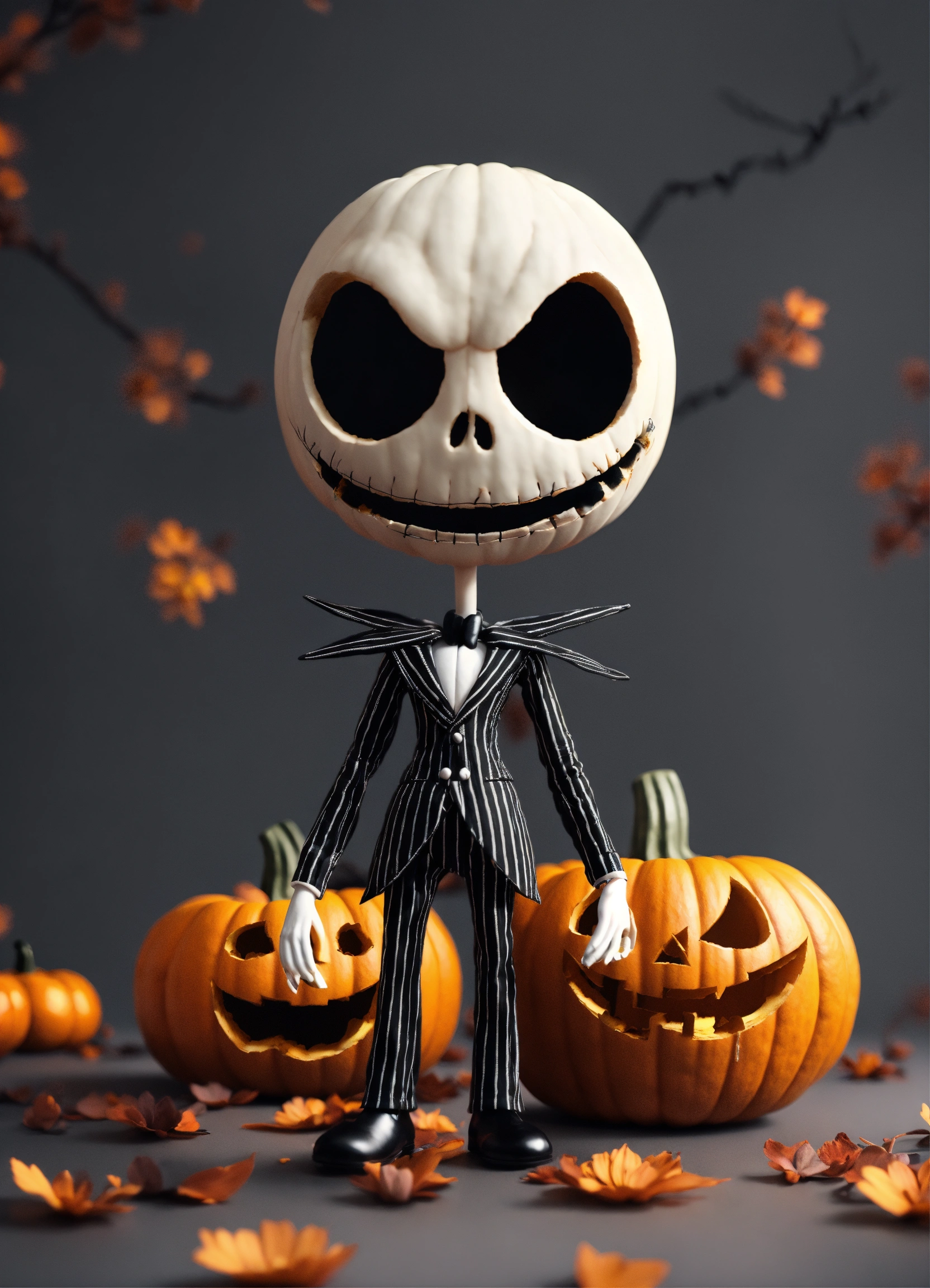 Lexica - Chibi Jack Skellington. In black Halloween pumpkins and ...