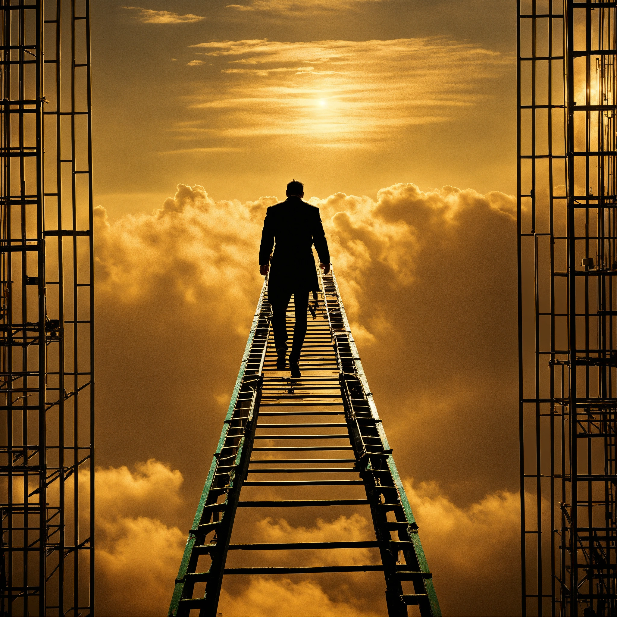 Lexica - A man walks up a ladder to the sky