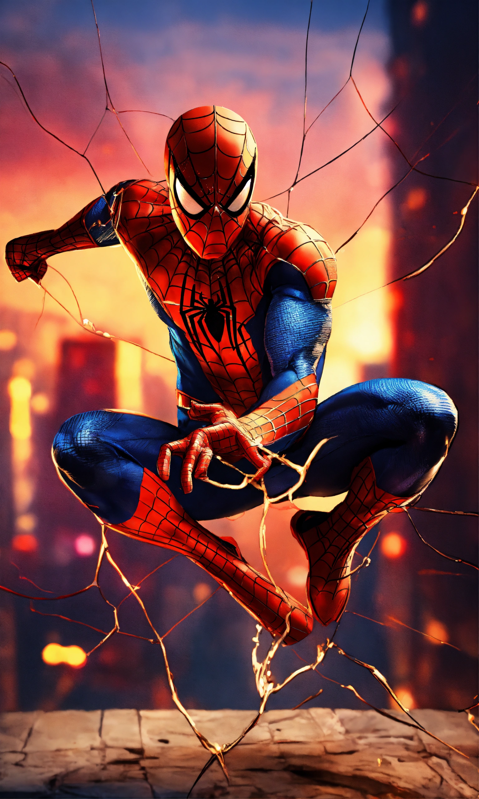 Lexica - Spiderman fighting full-body, colorful background, 2D render