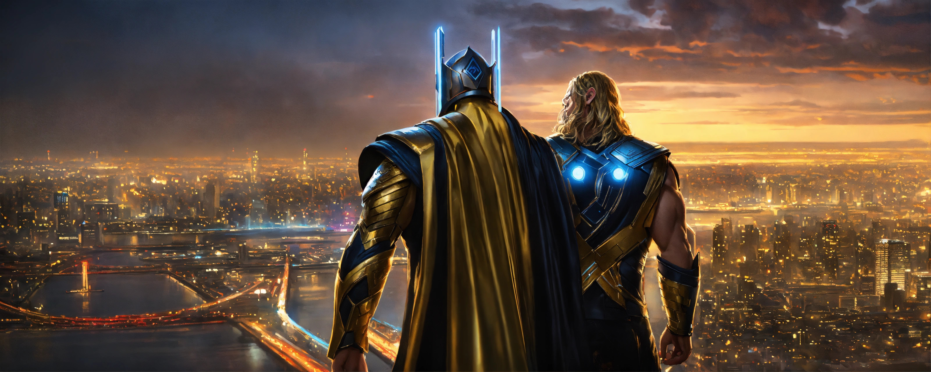 Lexica - Portrait painting of Thor wearing a (stunning black and gold ...