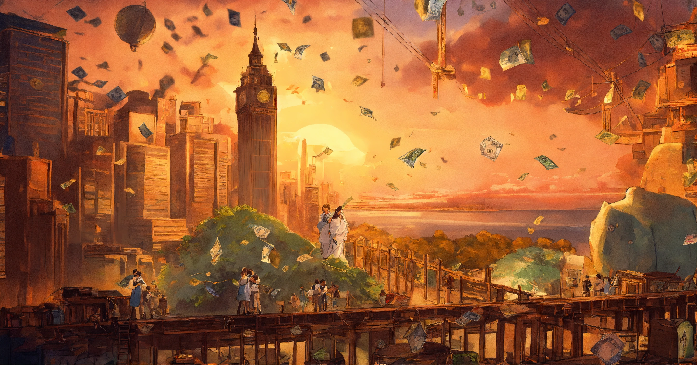 Lexica - Depict a dynamic currency exchange scene with various ...