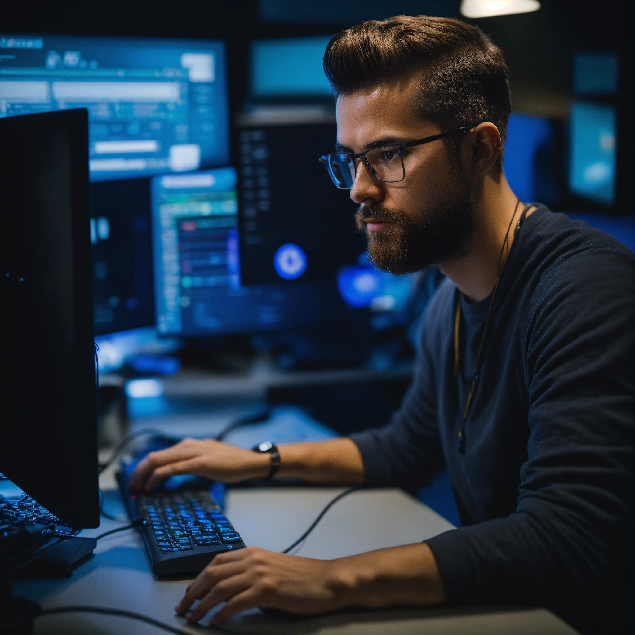 Lexica - A photo of a computer programmer working on a computer. The ...