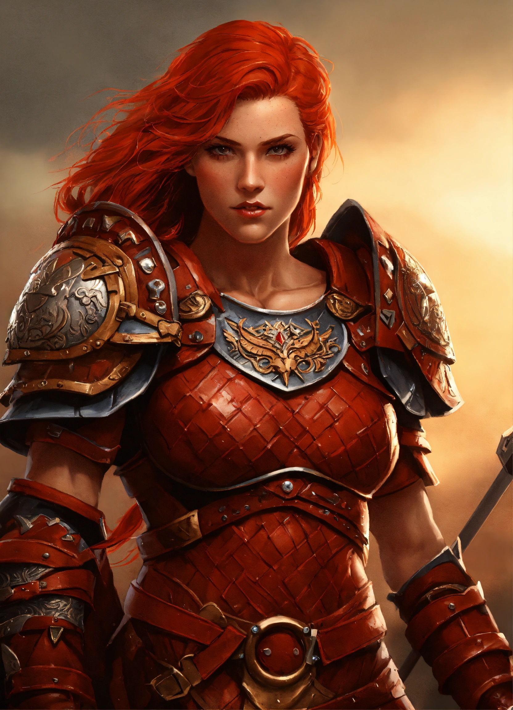 Lexica - Red head, female gladiator, warrior, tall, muscular, broad ...