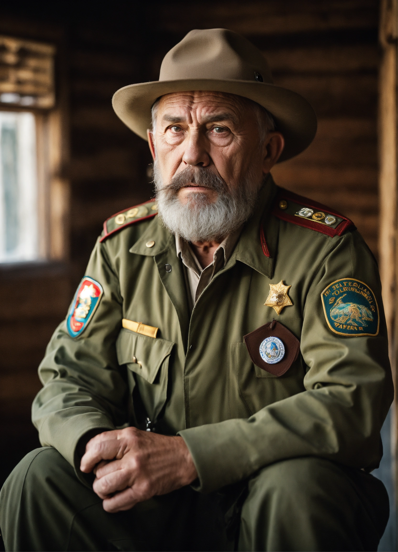 Lexica - Scared unique expressive old park ranger in Siberia agent ...