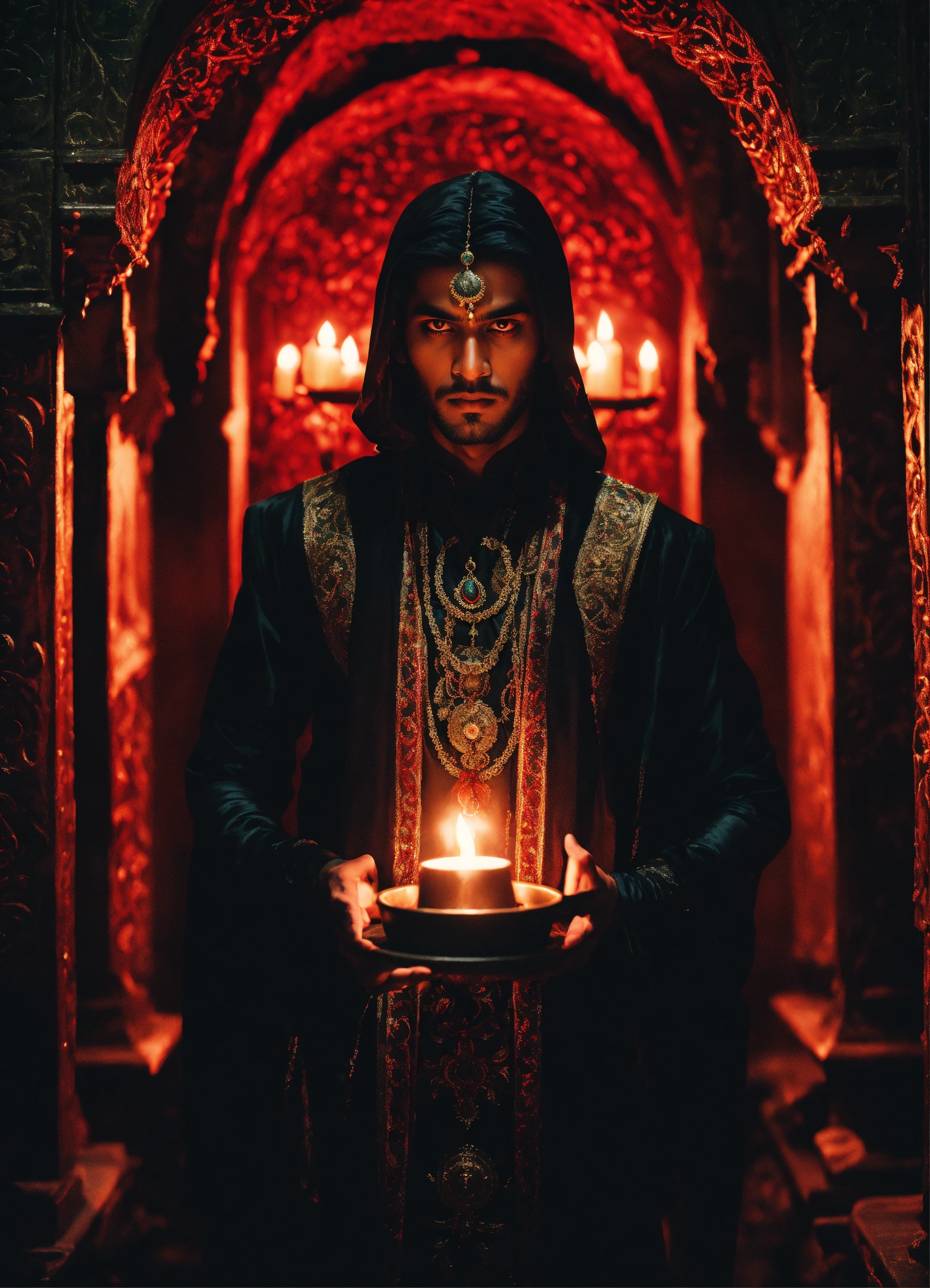 Lexica - Sinister and dramatic portrait of a young handsome south Asian ...